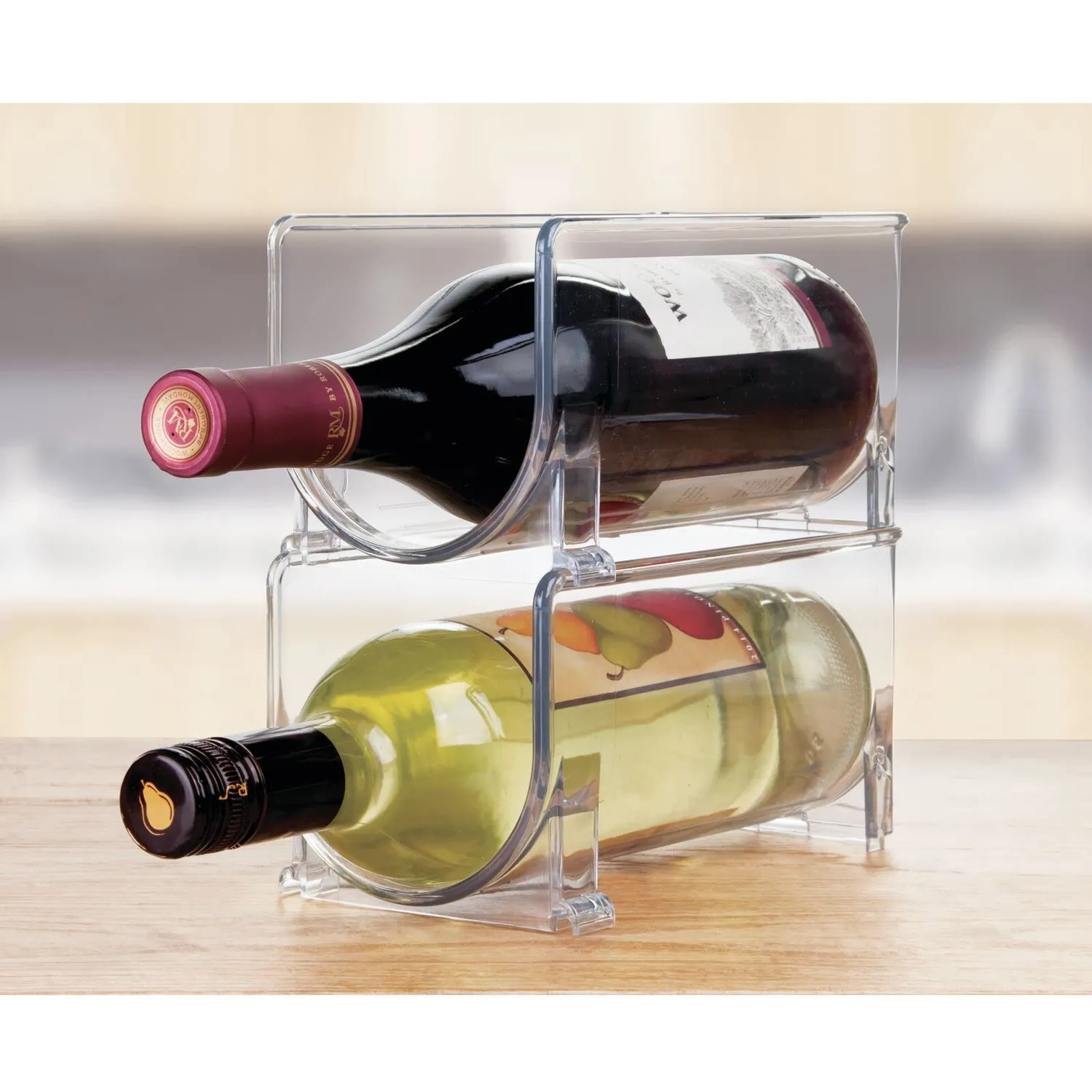 mDesign 07866 Flaschenhalter 8er-Set transparent stapelbar