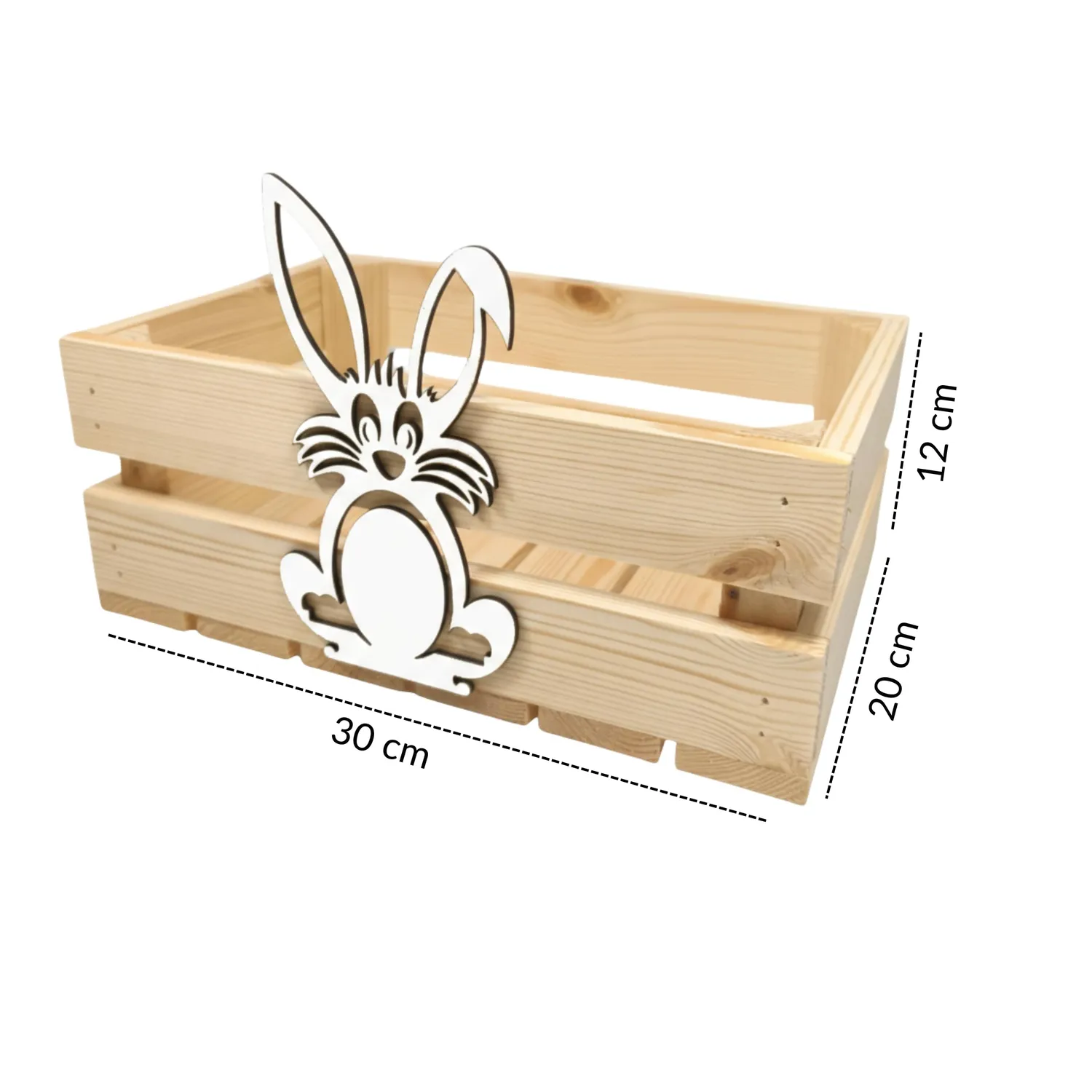 GoodFreshDecor Holzkiste Ostern 30x20x12 cm Naturfarbe Hase
