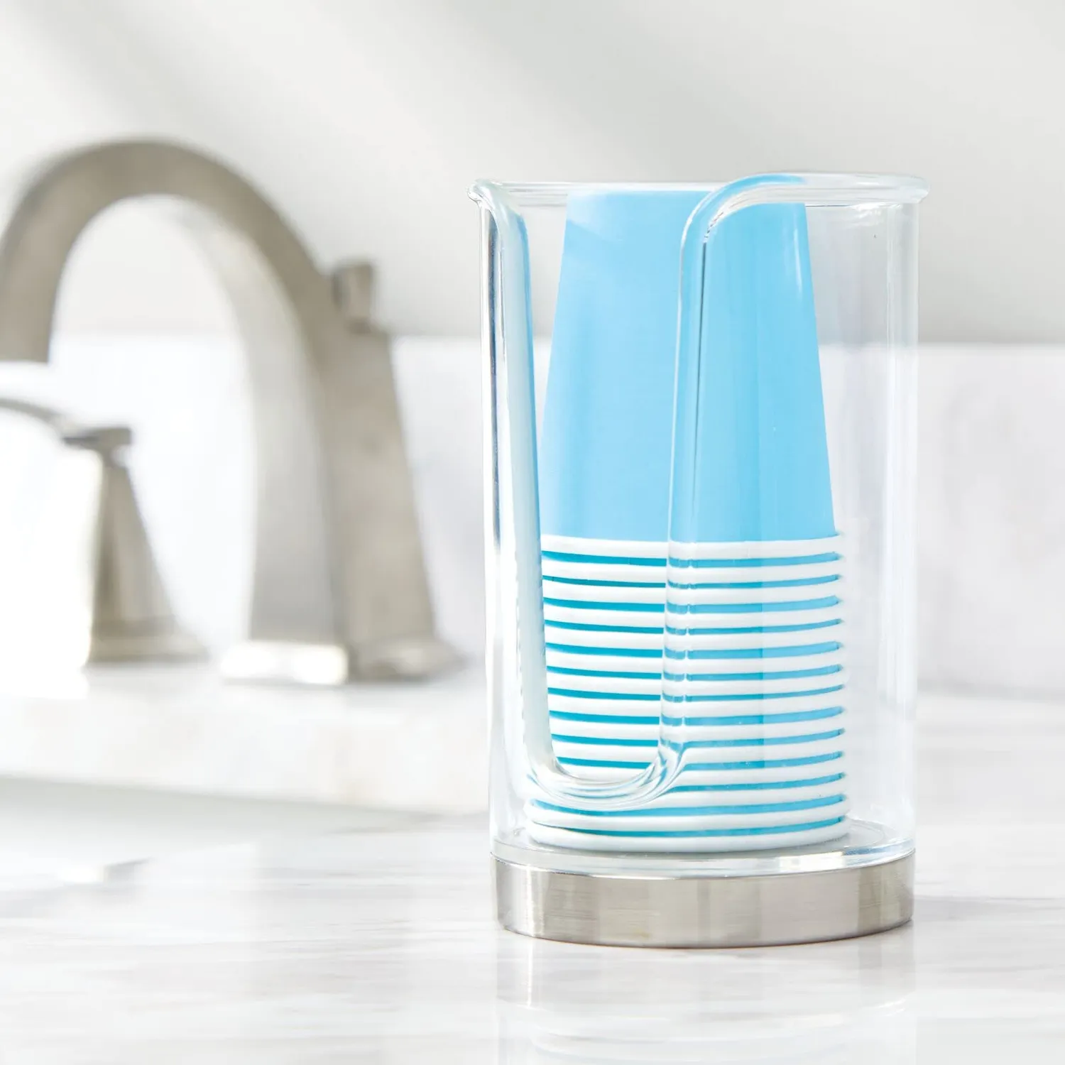 mDesign Becherspender Pappbecher transparent-silber 14 Becher