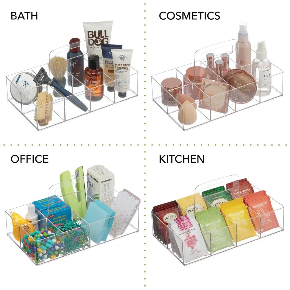 mDesign Teebox Aufbewahrungsbox transparent 8 Fächer Kunststoff