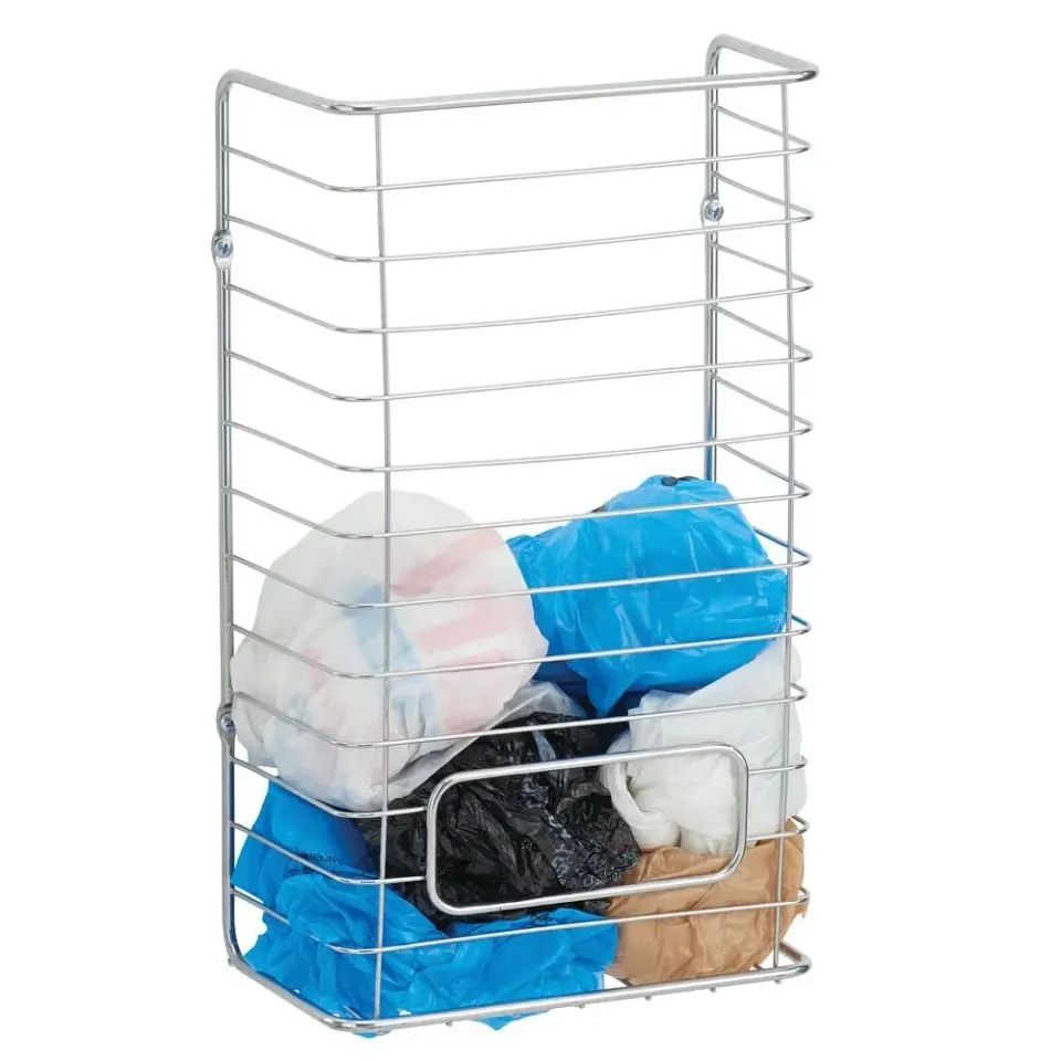 M Design Plastiktüten Aufbewahrungskorb Edelstahl Tütenhalter silber