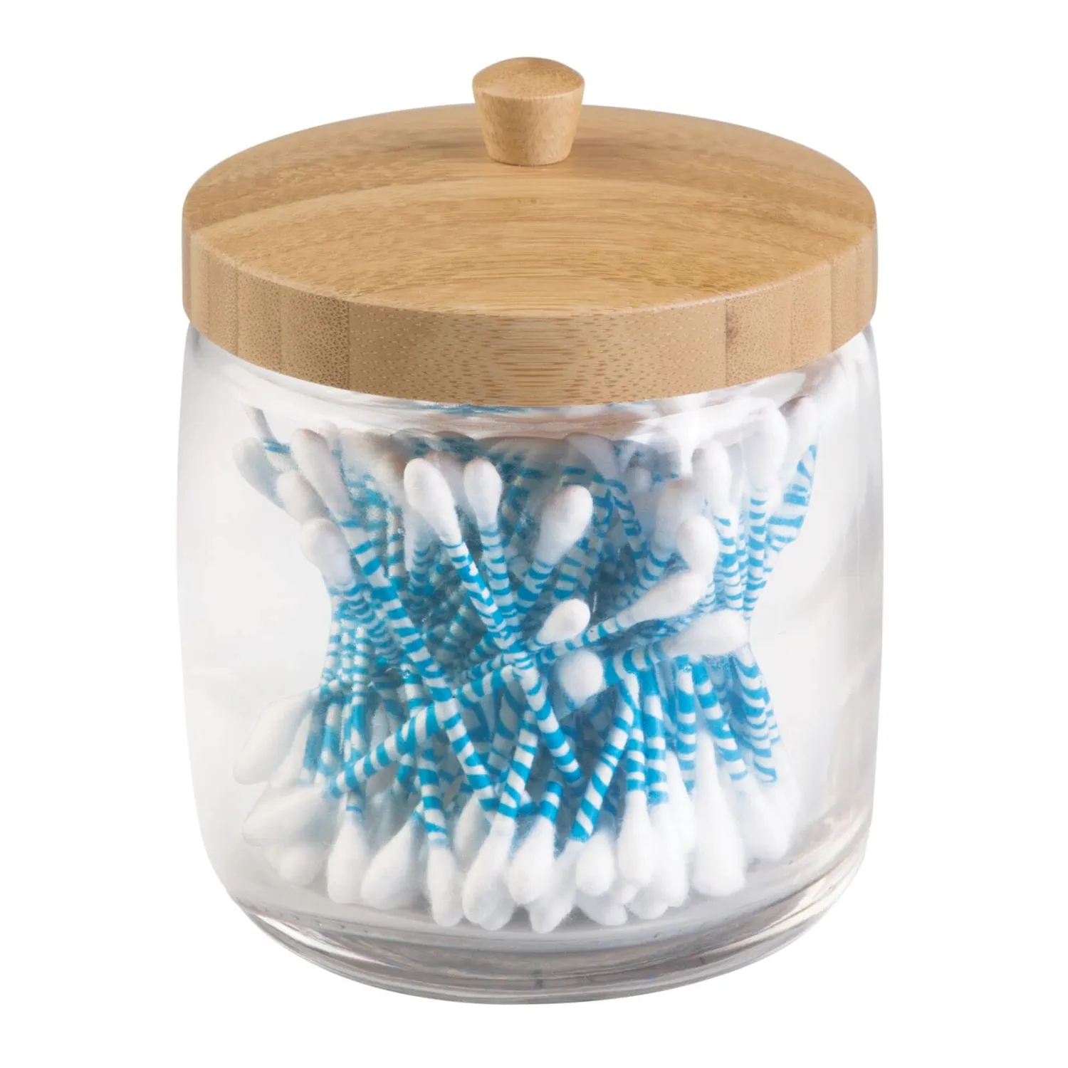 mDesign Wattepadspender Glas Bambus 2er-Set