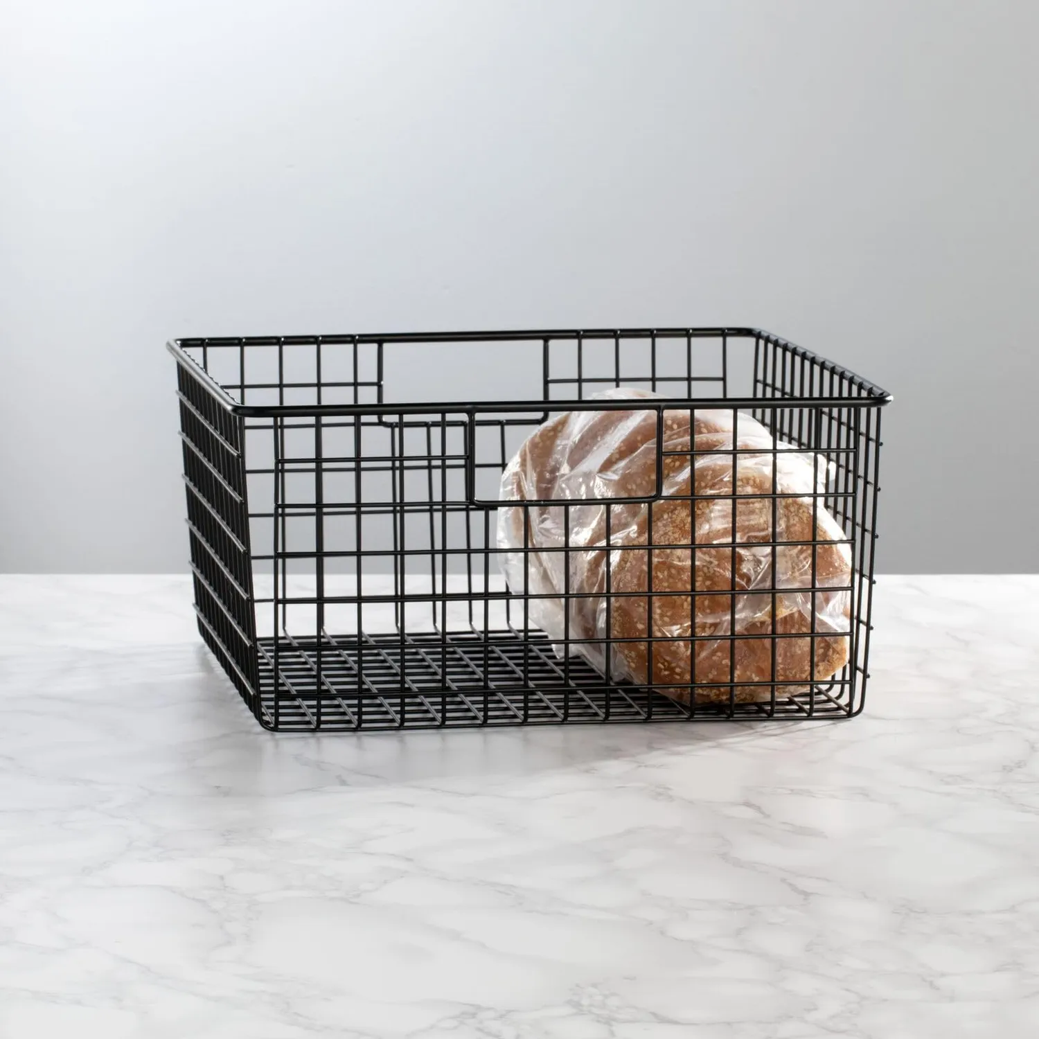 mDesign Drahtkorb Aufbewahrungskorb 4er-Set schwarz mit Griffen