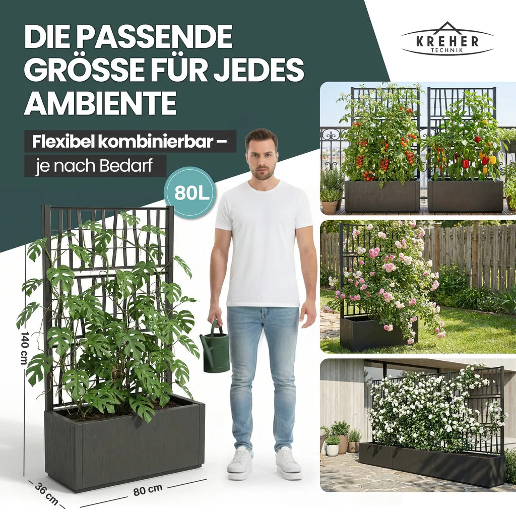 Kreher Ethica Spalier 140 cm Anthrazit mit Pflanzkasten