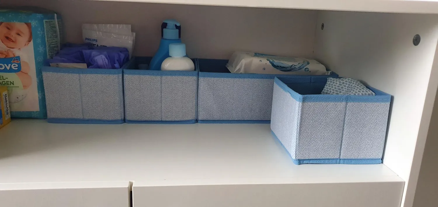 mDesign Aufbewahrungsbox Stoff 6er-Set türkis mit Punkten