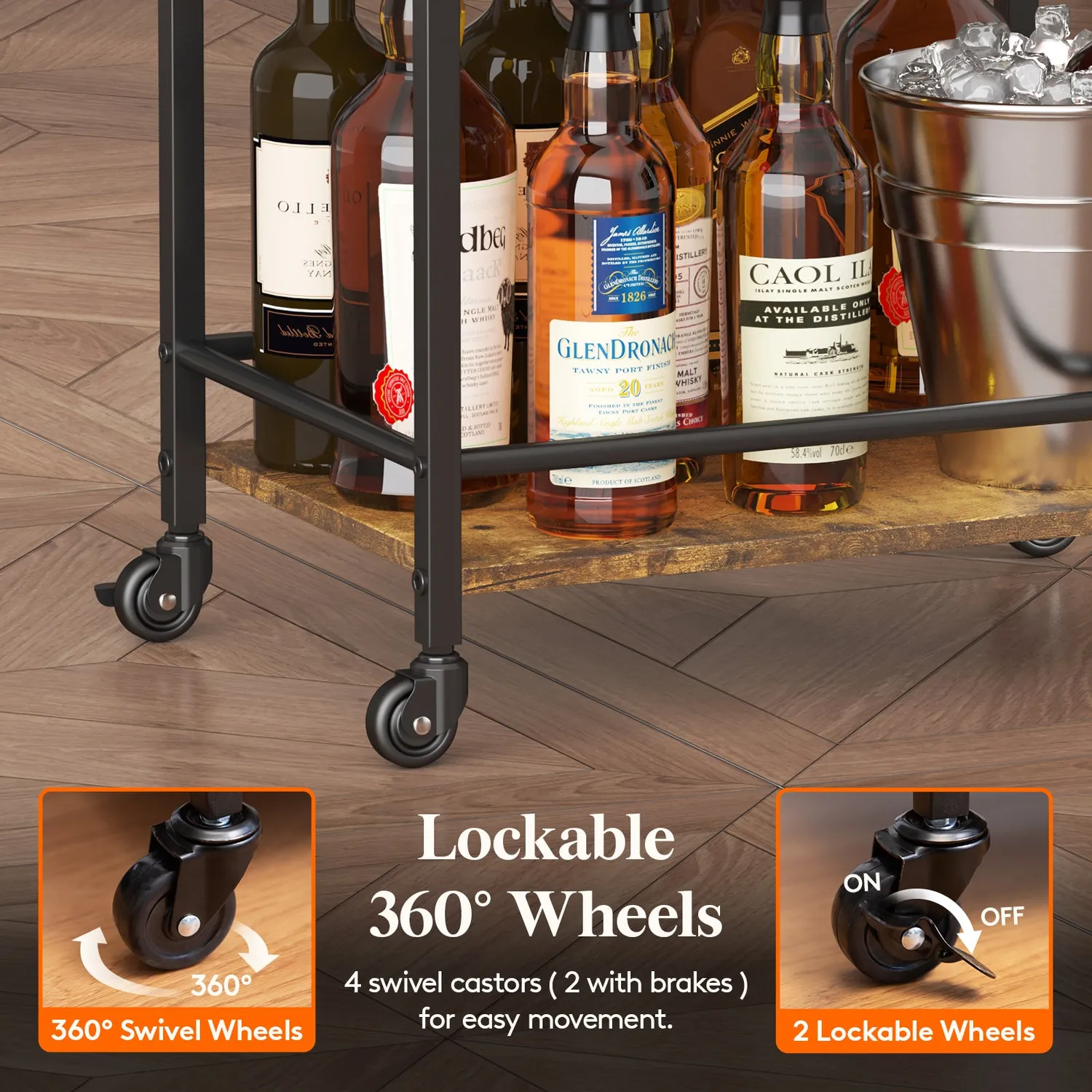 Lifewit Servierwagen Schwarz 3-stöckig klein Weinregal