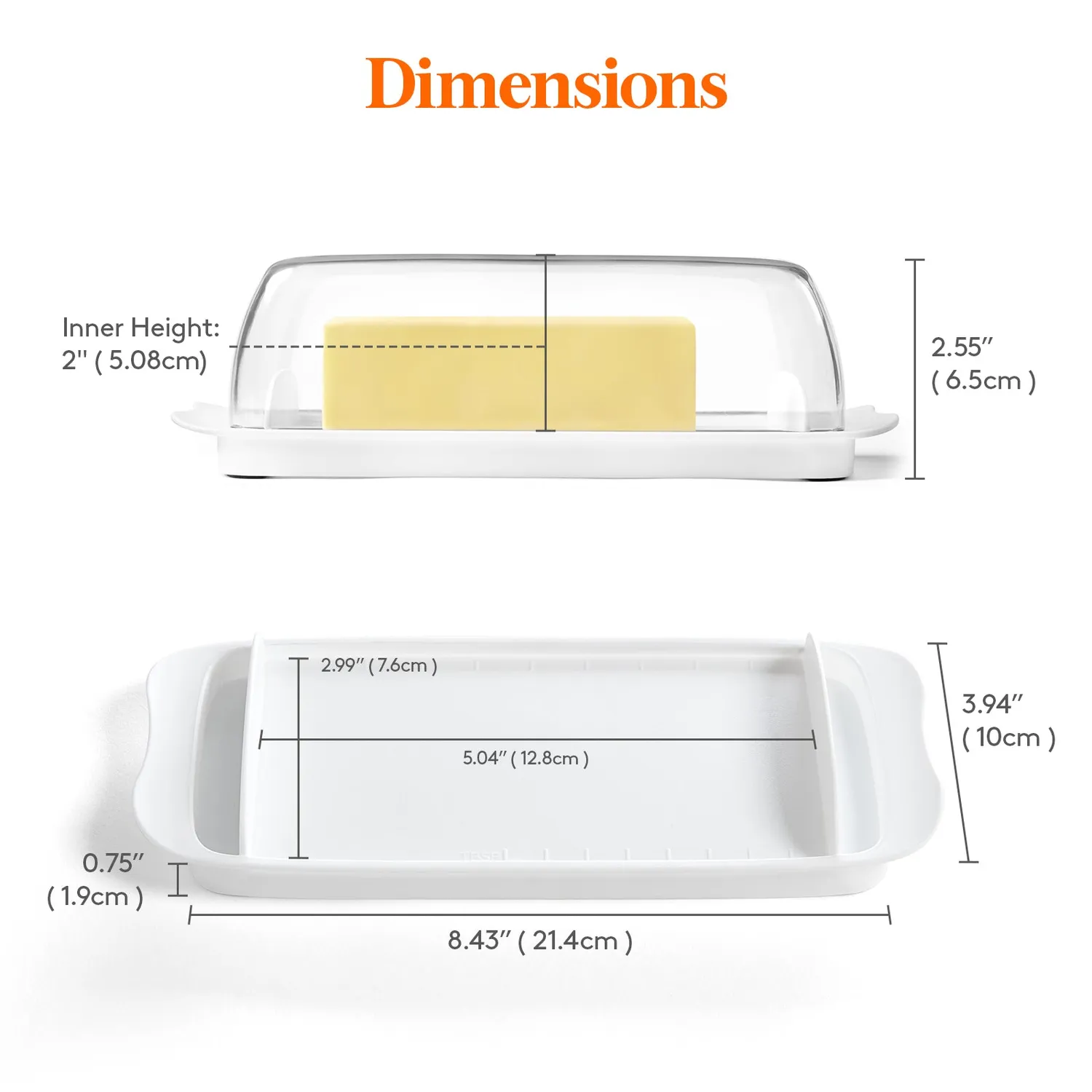 Lifewit Butterdose mit Deckel Transparent Maßskala