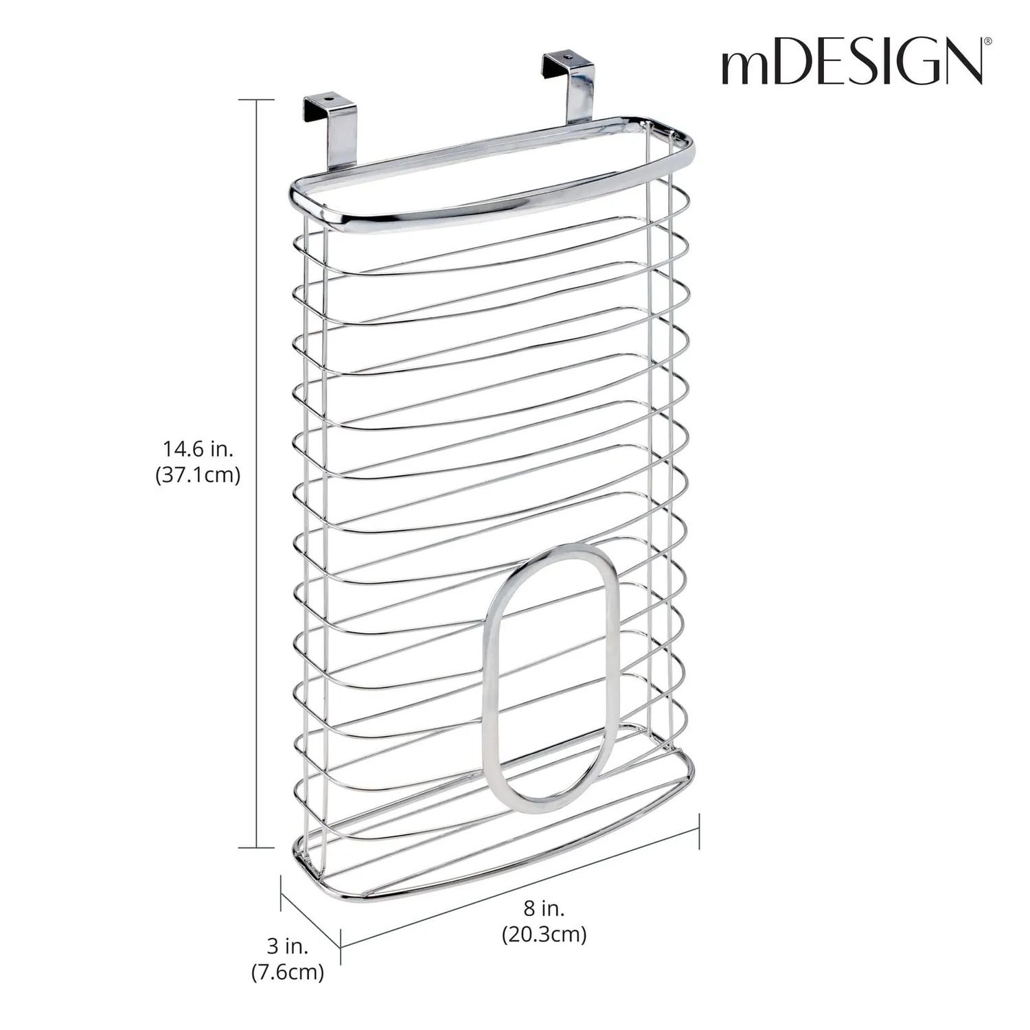 mDesign Tütenspender Metall silber für Schranktür