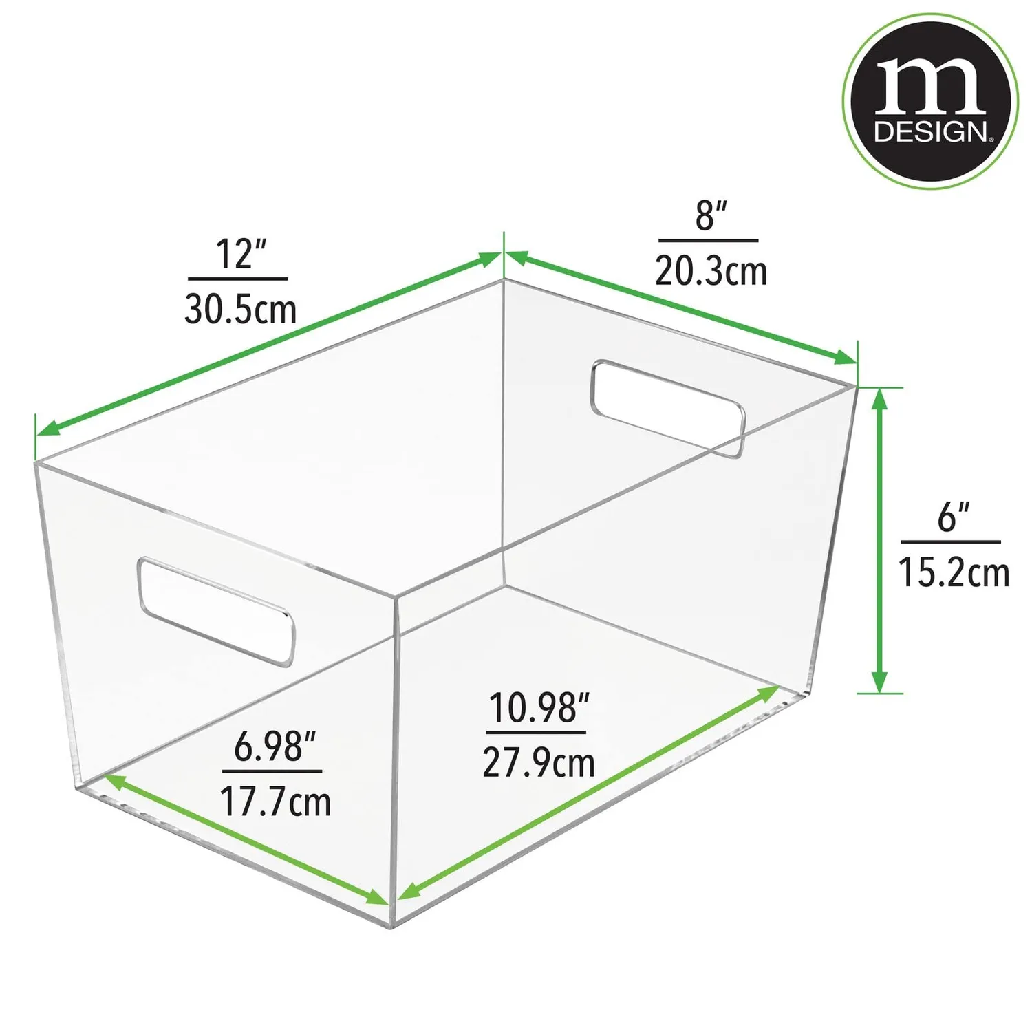 mDesign Sortierbox transparent 2er-Set mit Griffen lang