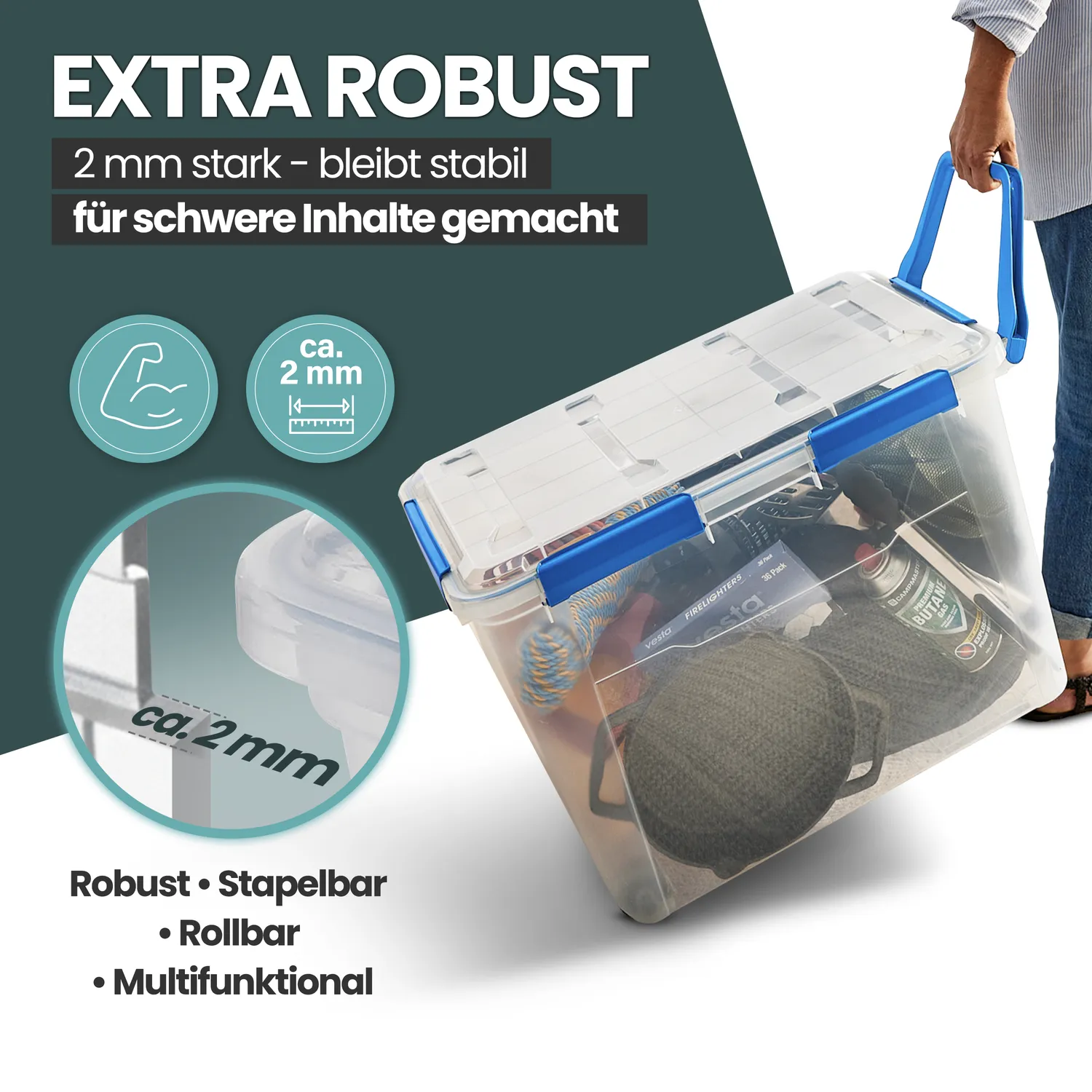 Kreher Box IP67 wasserdichte Box 100 Liter mit Rollen 1 Stück