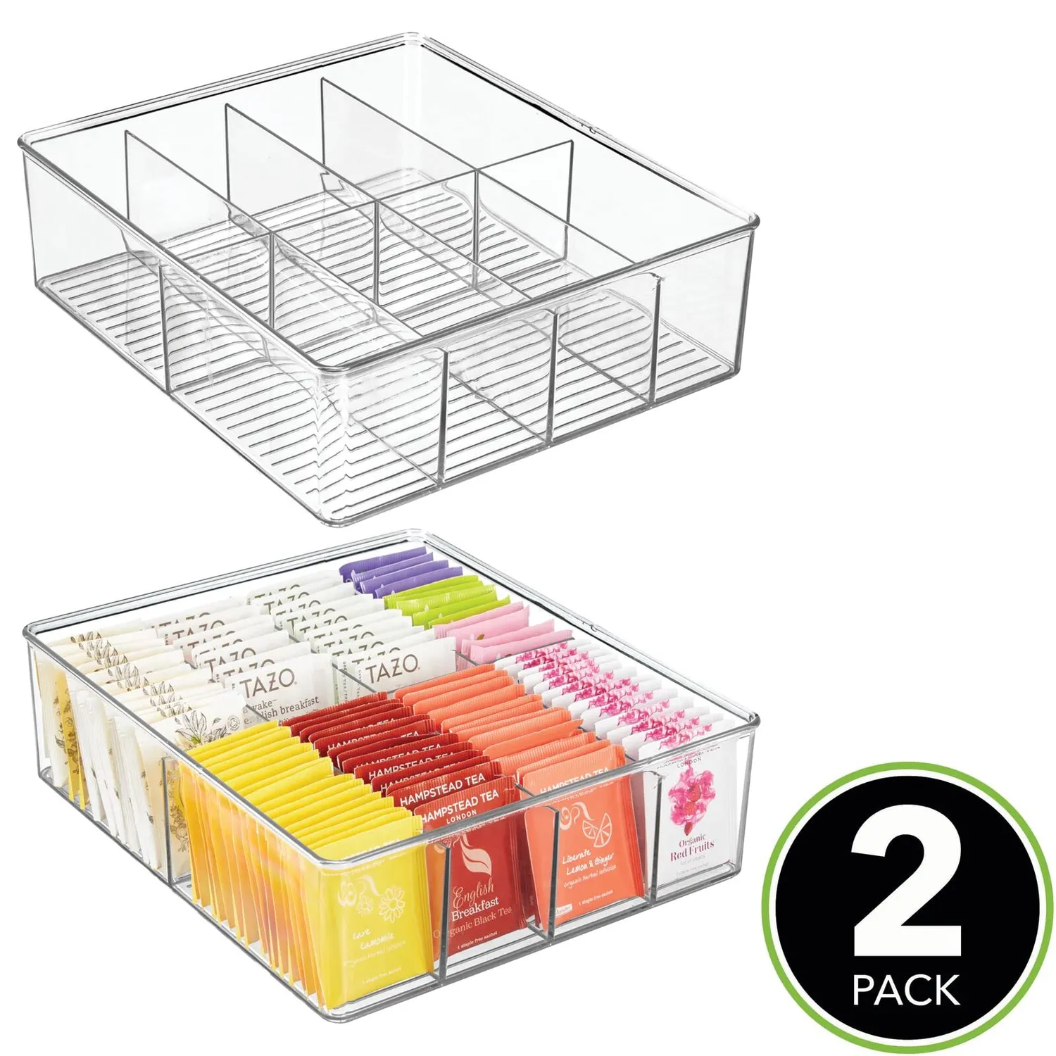 M Design Aufbewahrungsbox Kunststoff 2er transparent 8 Fächer