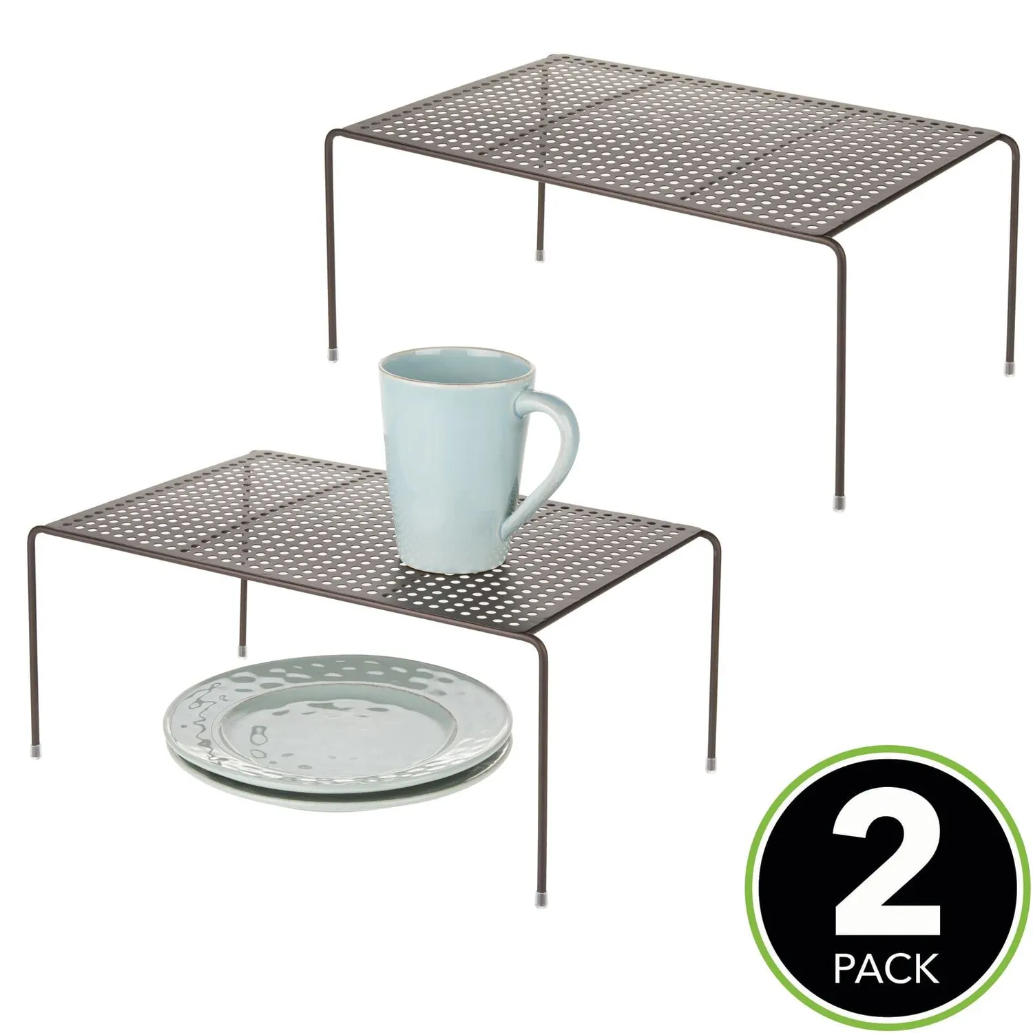 mDesign Küchenregal Metall 2er-Set bronze 22,6 cm kompakt
