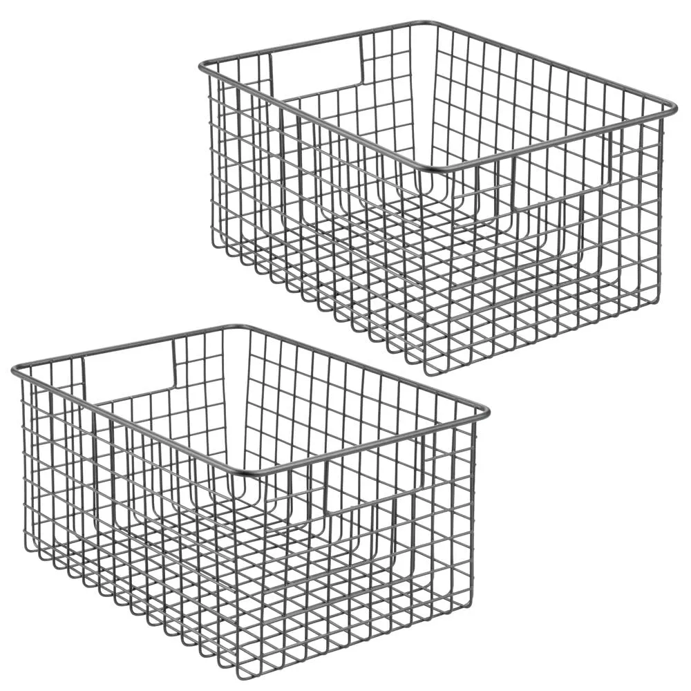 mDesign Drahtkorb Badkorb 2er-Set graphitgrau mit Griffen