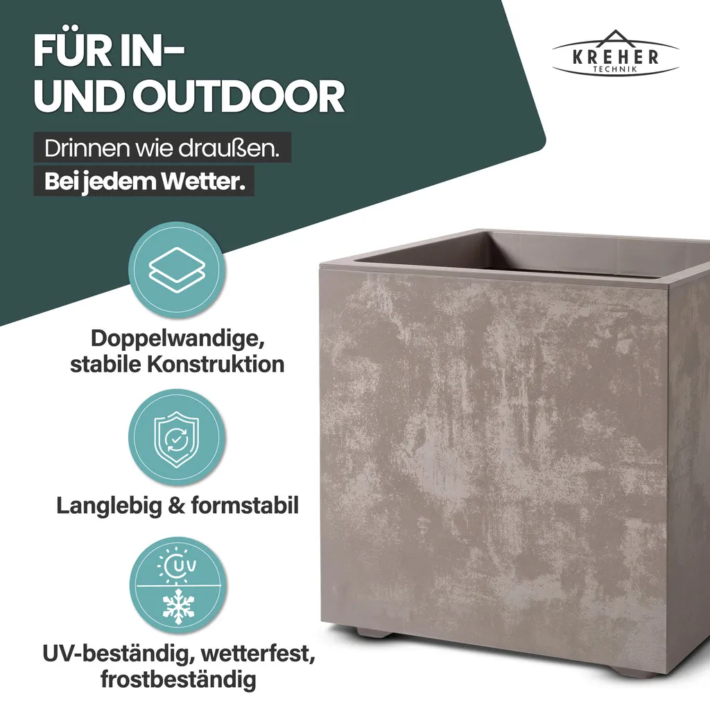 Kreher Millennium Pflanzkübel 40 Liter eckig Sandbraun