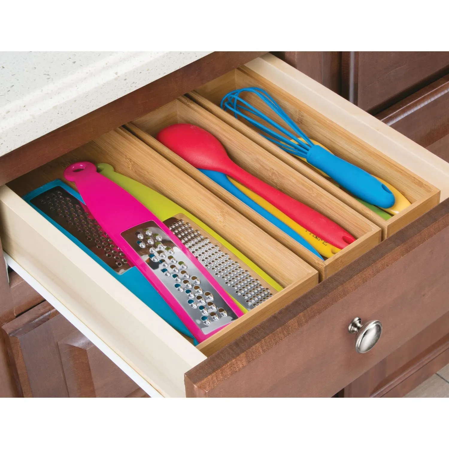 mDesign 01623MDKEU Besteckeinsatz Bambus 2er-Set hellbraun