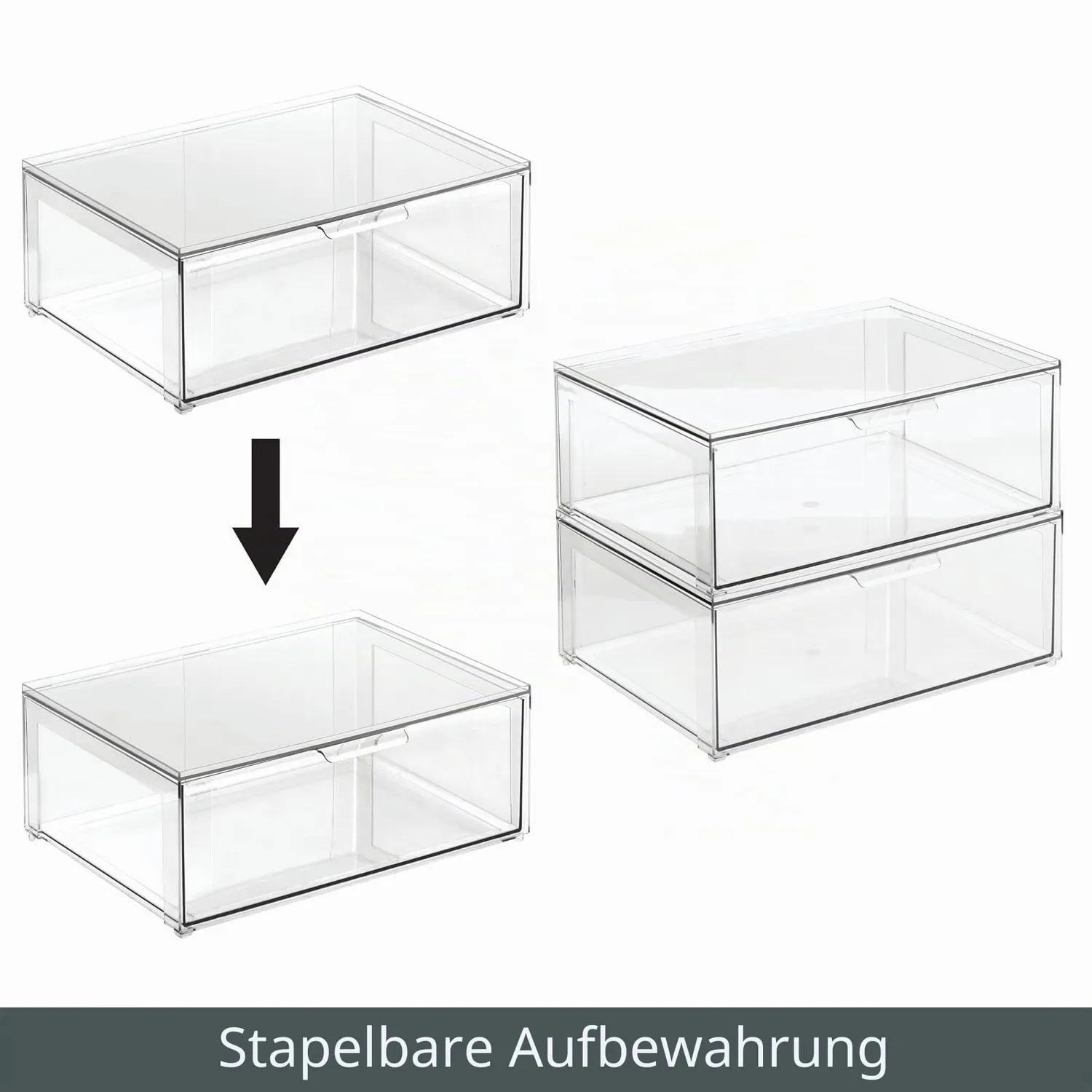 mDesign Schuhbox Kunststoff Stapelbox 40,6 cm 2er-Set transparent