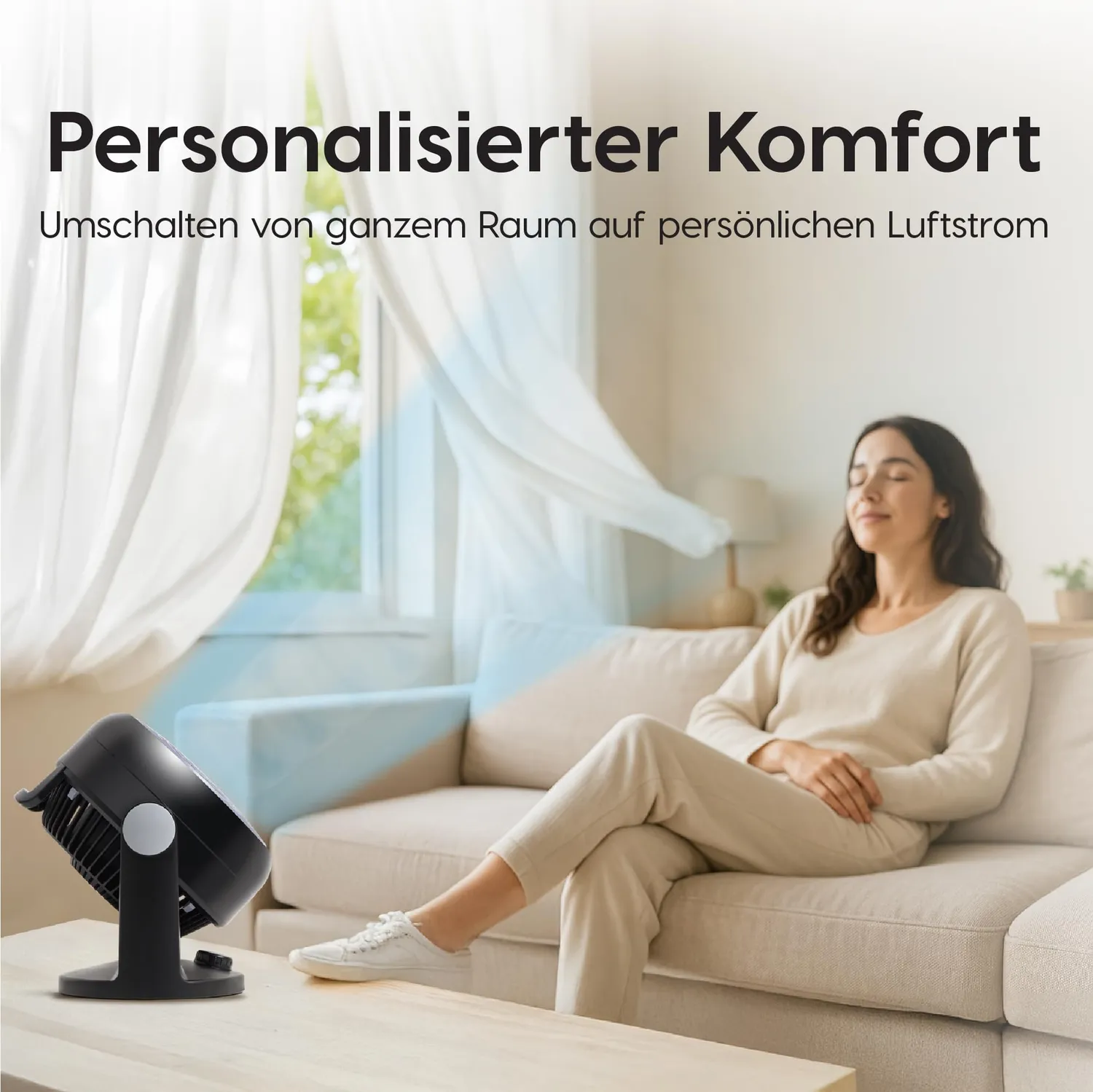 Iris Ohyama Woozoo PCF-HD18N Tischventilator Schwarz 23 m²