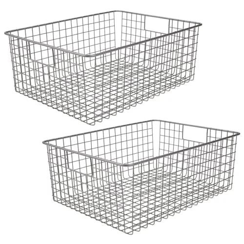 mDesign Drahtkorb Aufbewahrungskorb graphitgrau 2er-Set