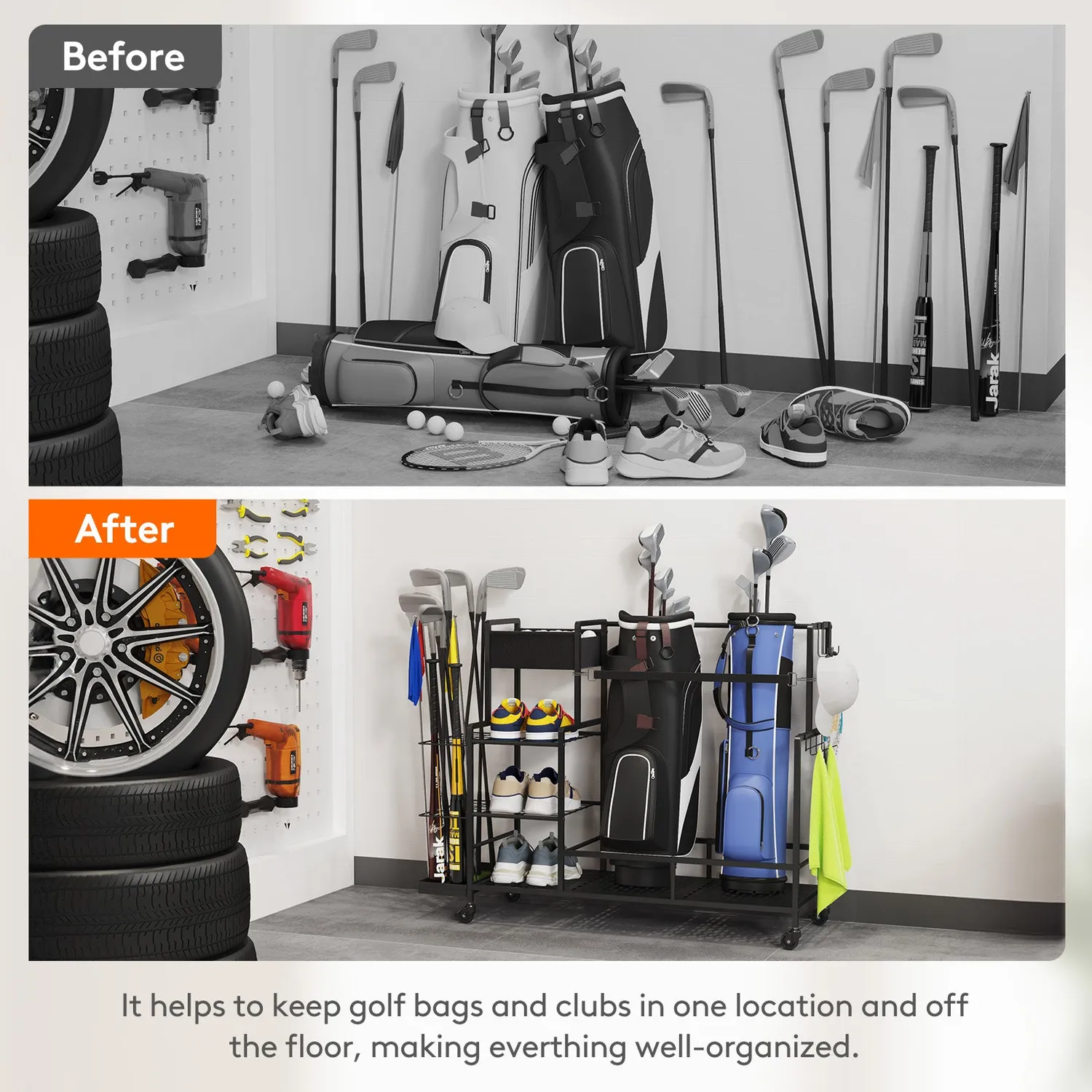 Lifewit Golftaschenständer Medium mit Rollen