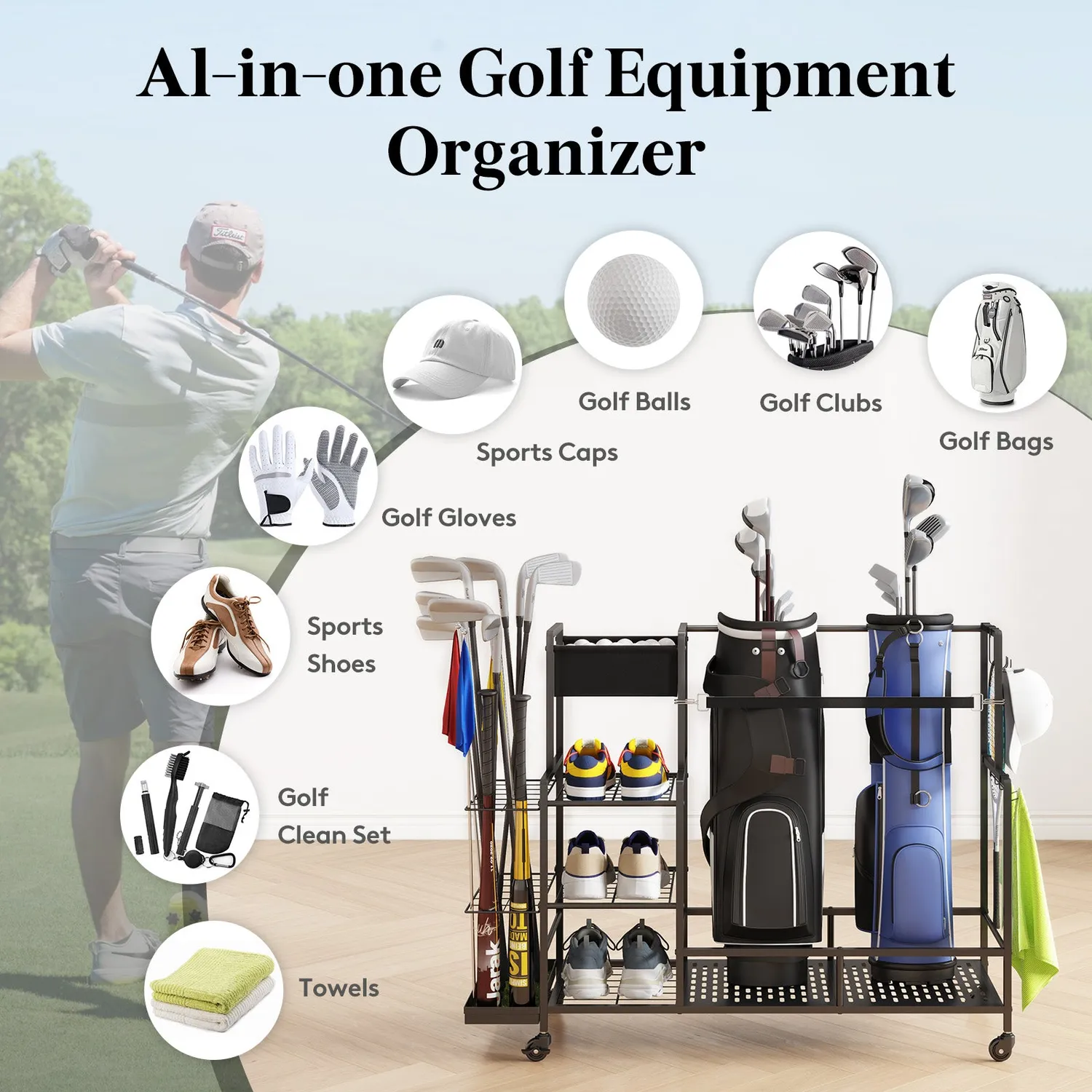 Lifewit Golftaschenständer Medium mit Rollen