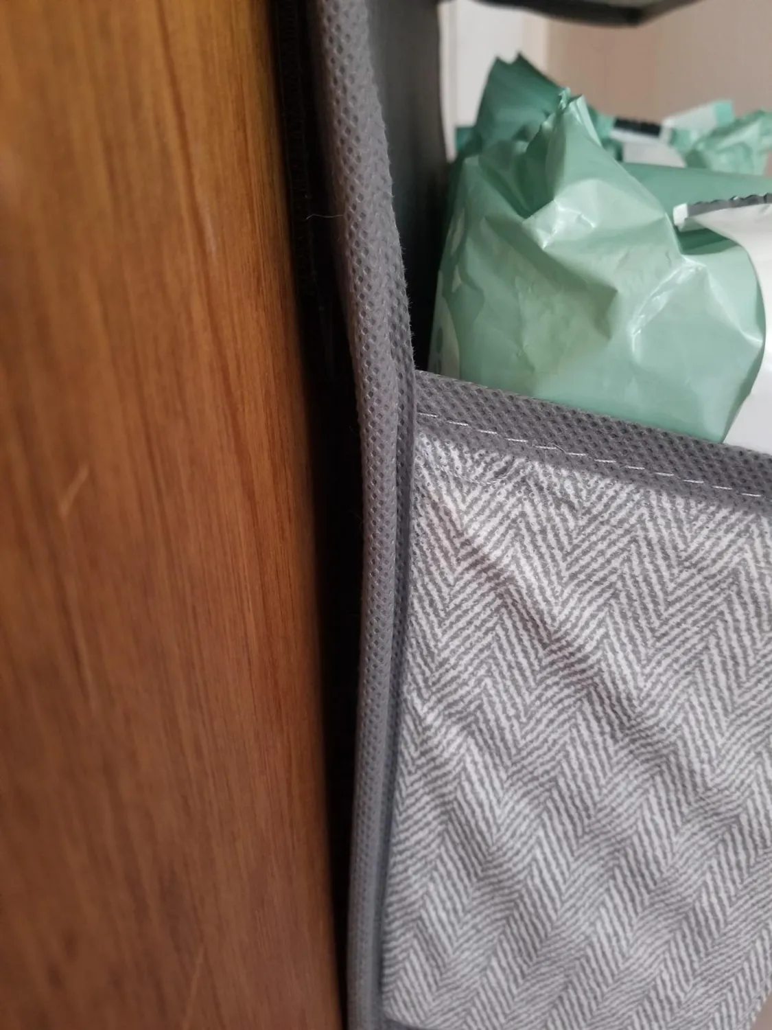 mDesign Hängeorganizer 3 Fächer Tür Stoff grau weiß