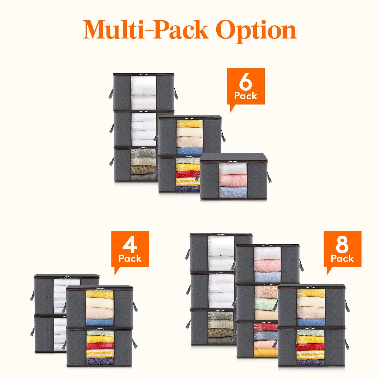 Lifewit Aufbewahrungsbox Grau 75L 4er Pack mit Deckel