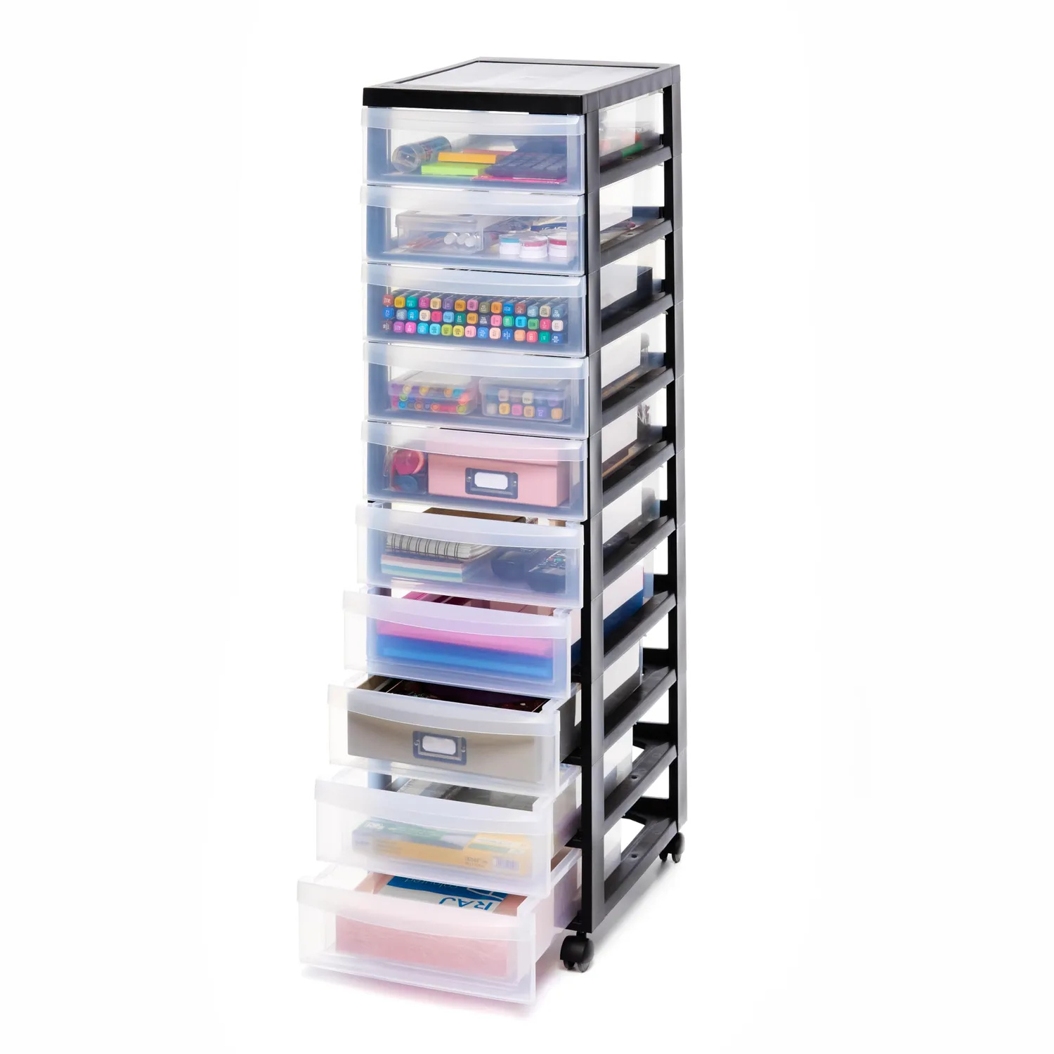 Iris Ohyama A4 Drawer DC-303 Rollcontainer Schwarz 3 Schubladen