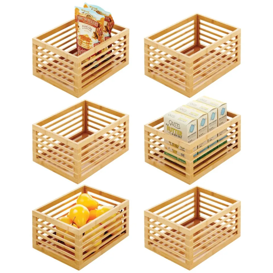 mDesign Küchen Organizer Bambus 6er-Set natur 30,5 cm