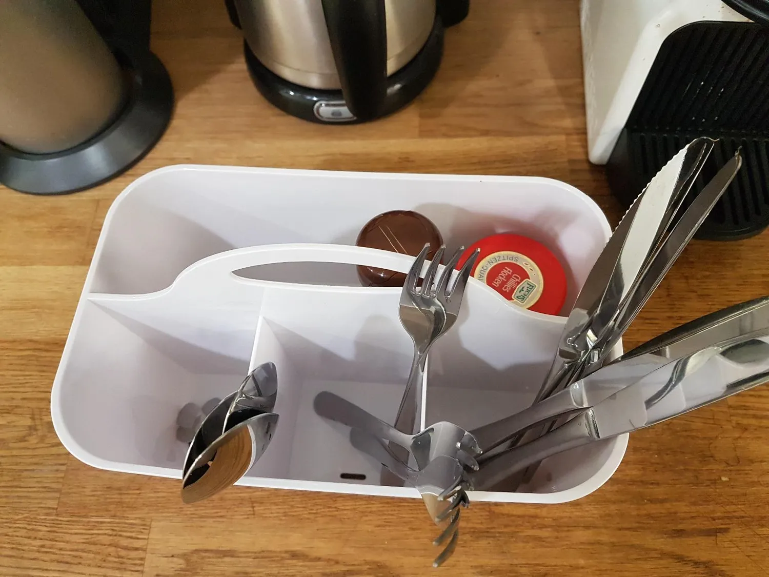 mDesign Besteckkorb Besteckhalter Weiß mit Griff