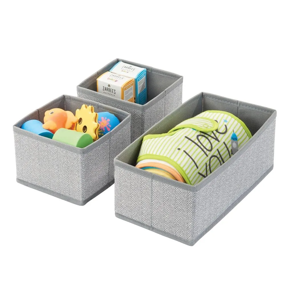 mDesign Aufbewahrungsbox Stoffbox grau Fischgrät 12er-Set
