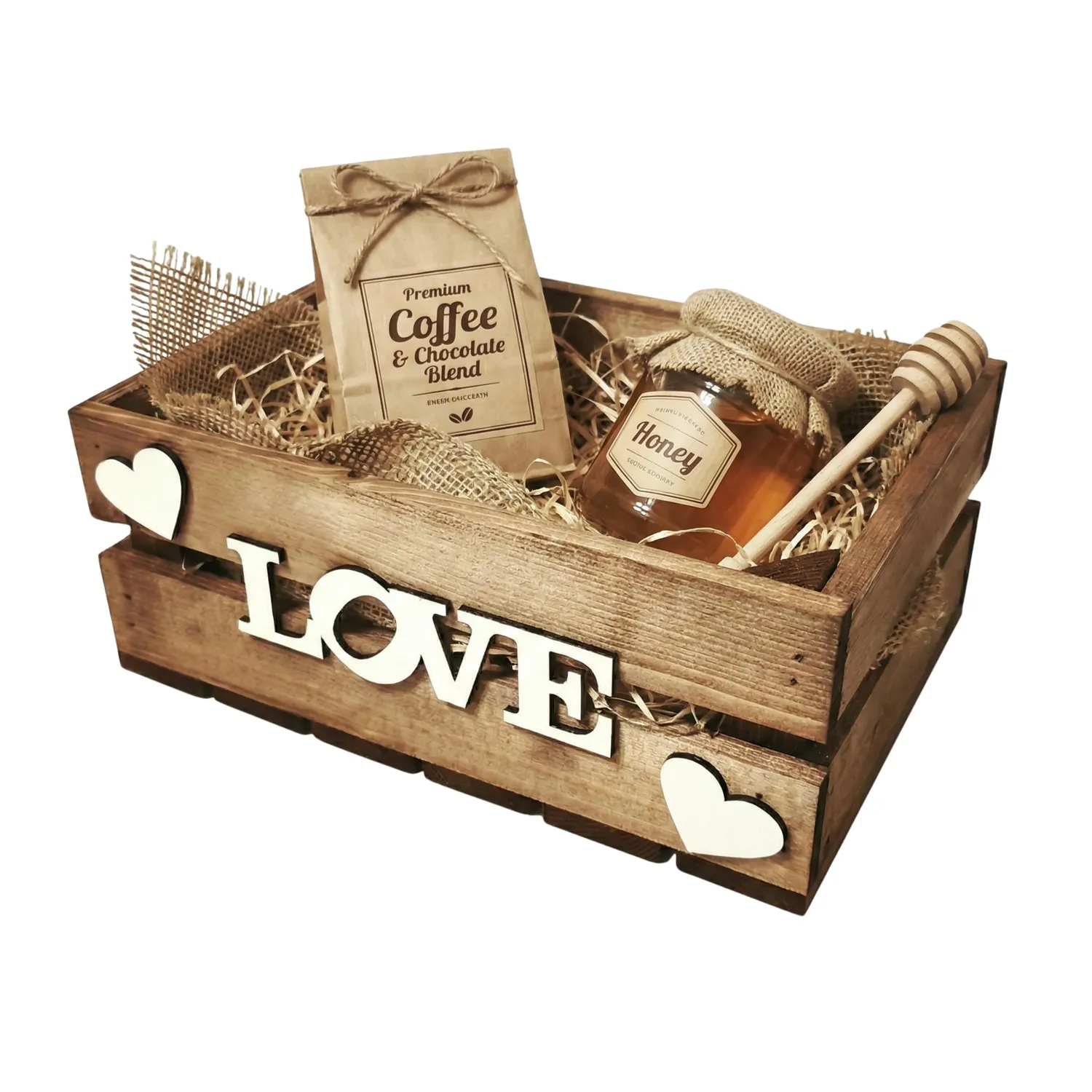 GoodFreshDecor Love Holzkiste 30x20x12 cm Braun Geschenkbox