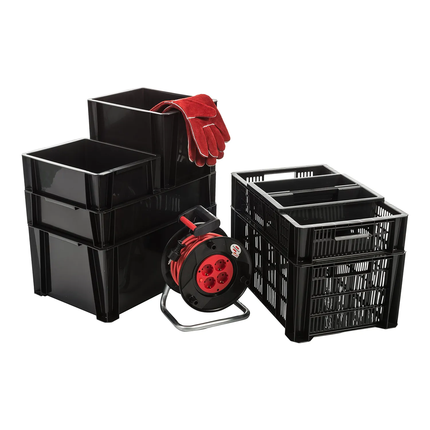 Iris Ohyama MSB-L Aufbewahrungskorb 18L 3er-Set schwarz