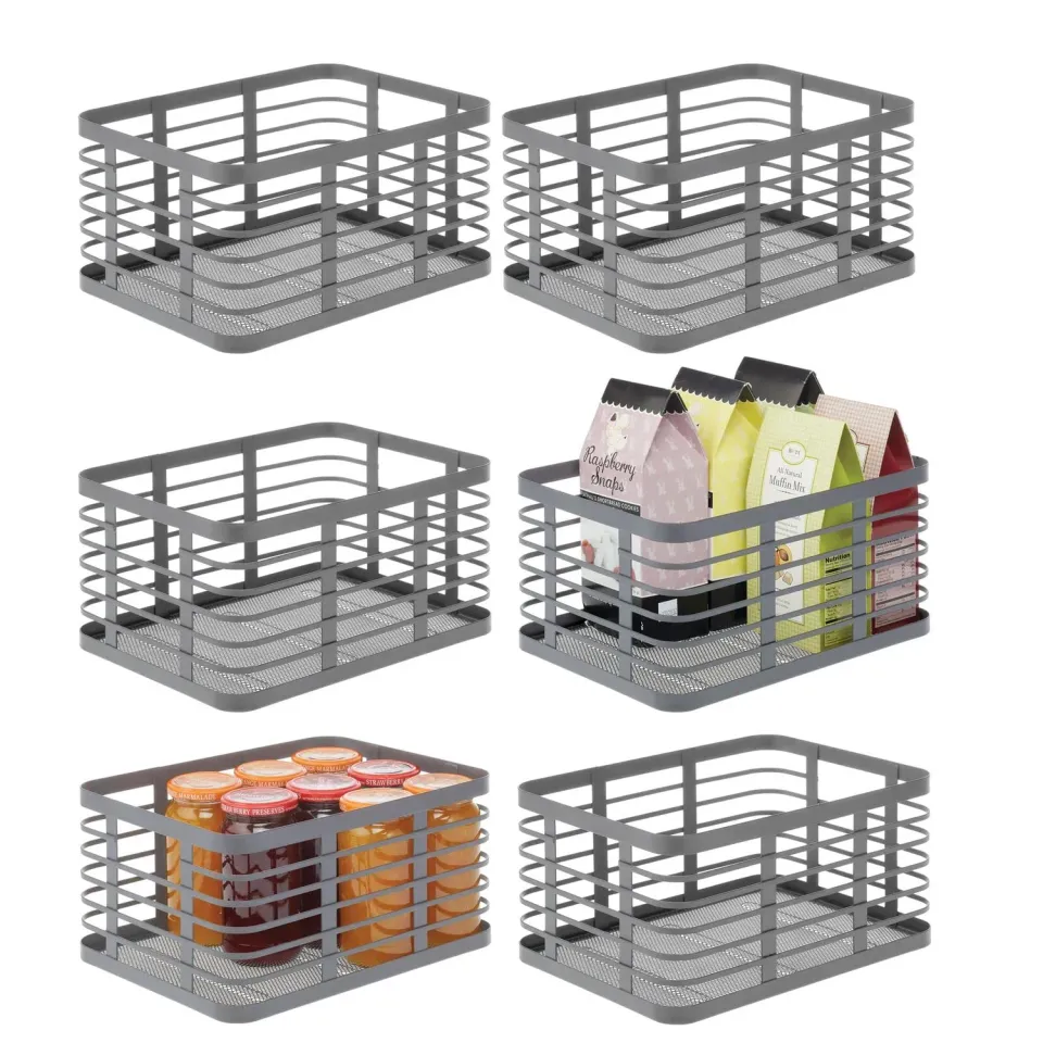 mDesign Allzweckkorb Aufbewahrungskorb grau 6er-Set Metall