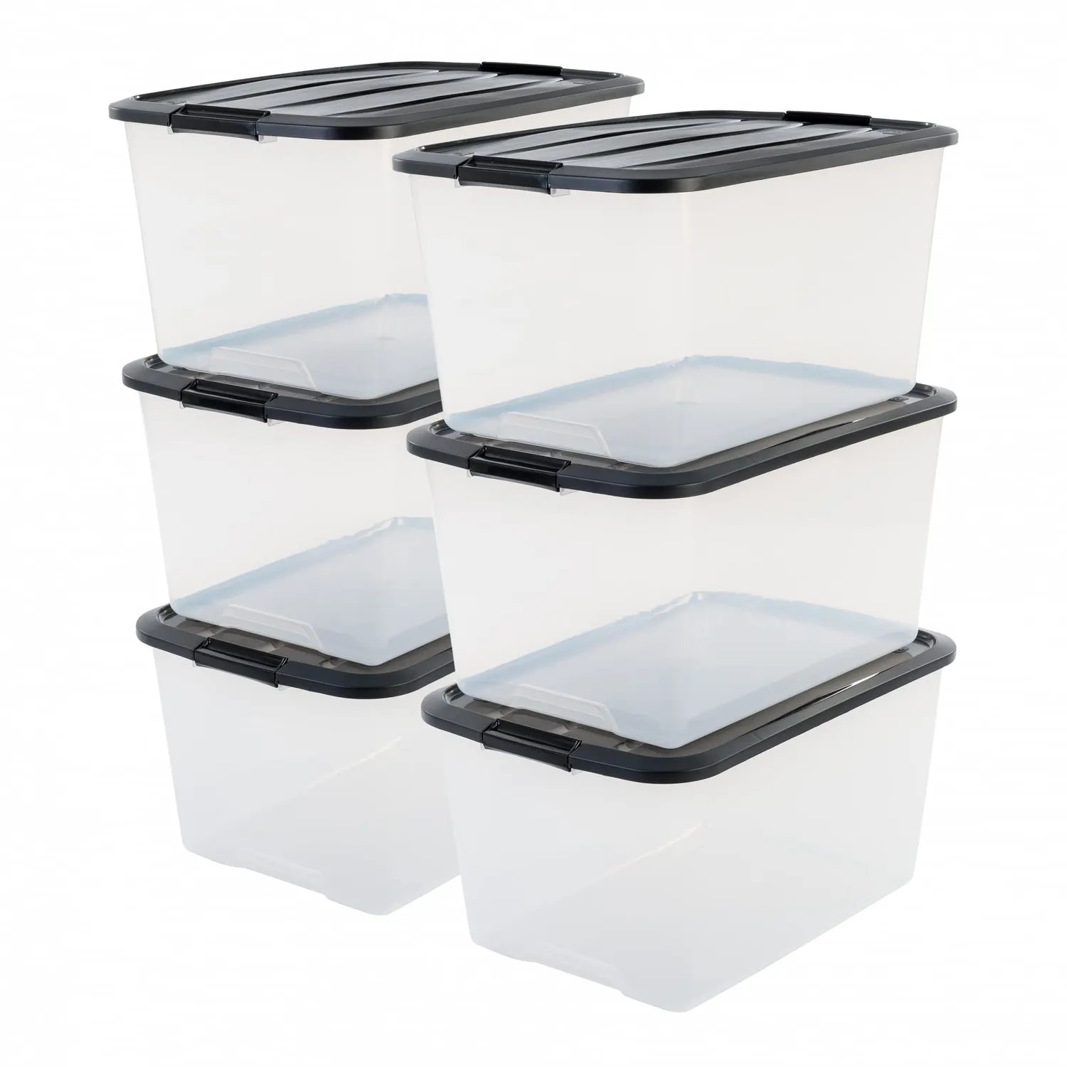 Iris Ohyama TB-45 Aufbewahrungsbox 45L schwarz 6er-Set Deckel