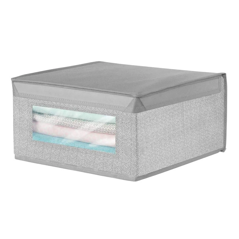 mDesign 6er-Set Stoffbox grau Fischgrät mit Deckel