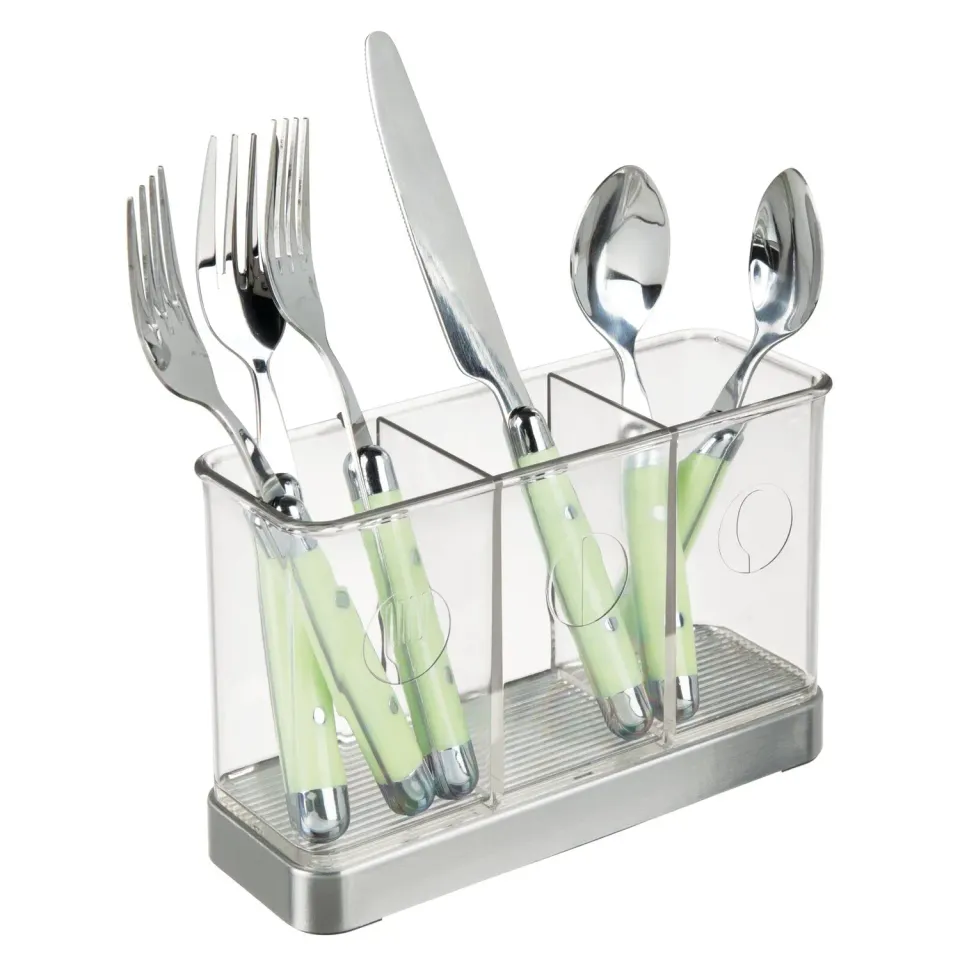 mDesign Besteckkorb Besteckhalter Edelstahl transparent