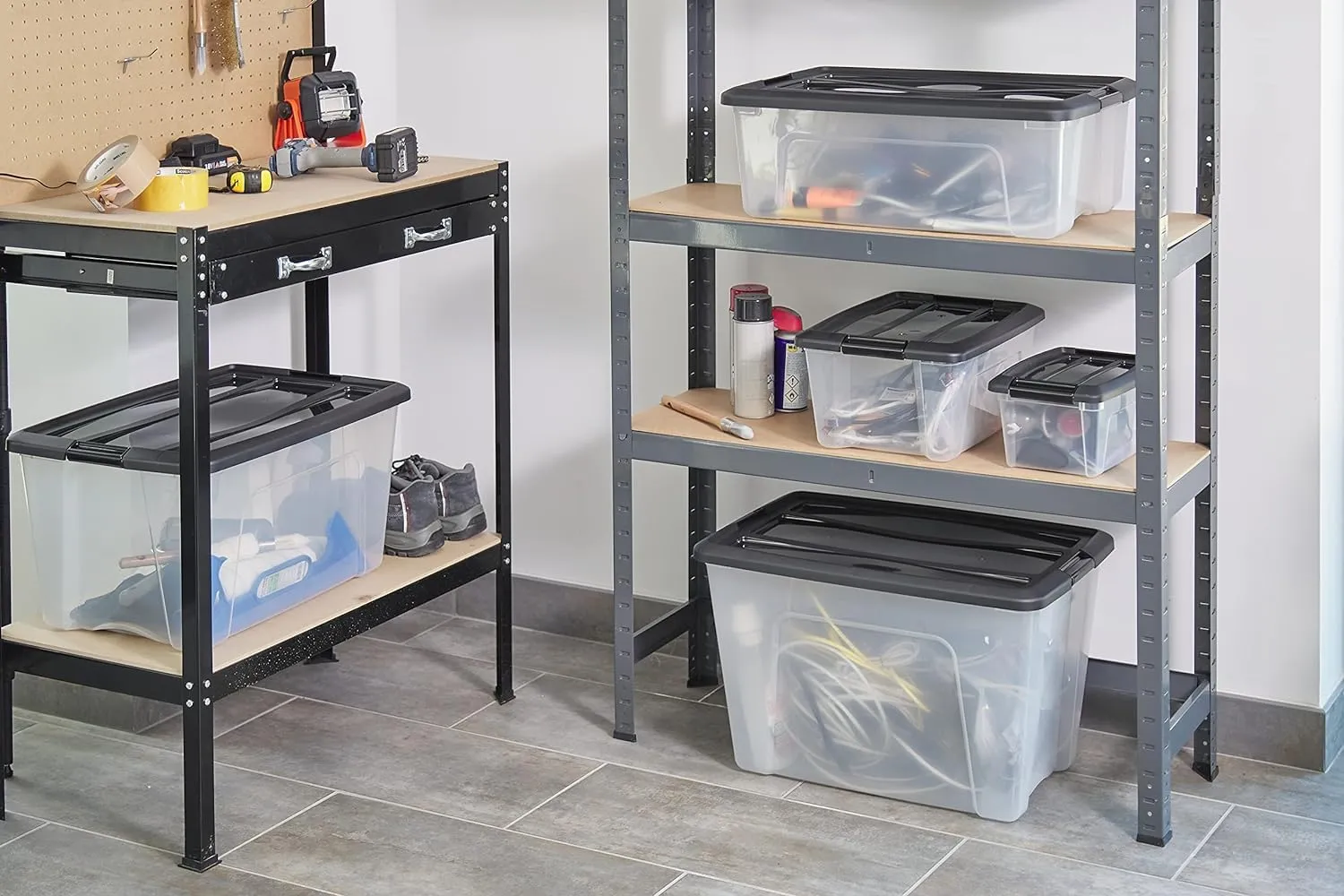 Iris Ohyama NTB-45 Aufbewahrungsbox schwarz 45L 6er-Set