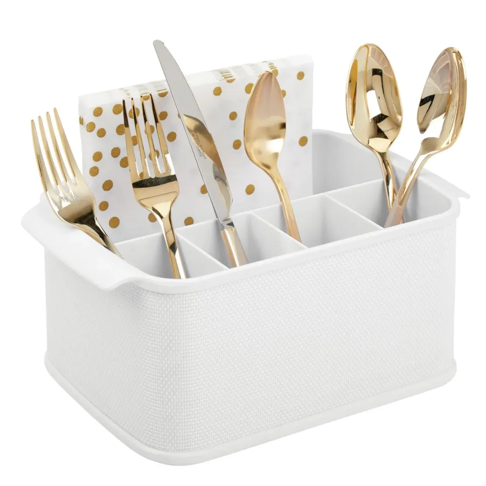 mDesign Besteckhalter mit Griffen Besteckkorb Weiß 5 Fächer