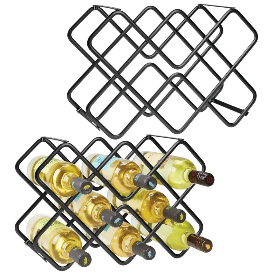 mDesign Weinregal Flaschenregal Metall 2er-Set schwarz für 16 Flaschen