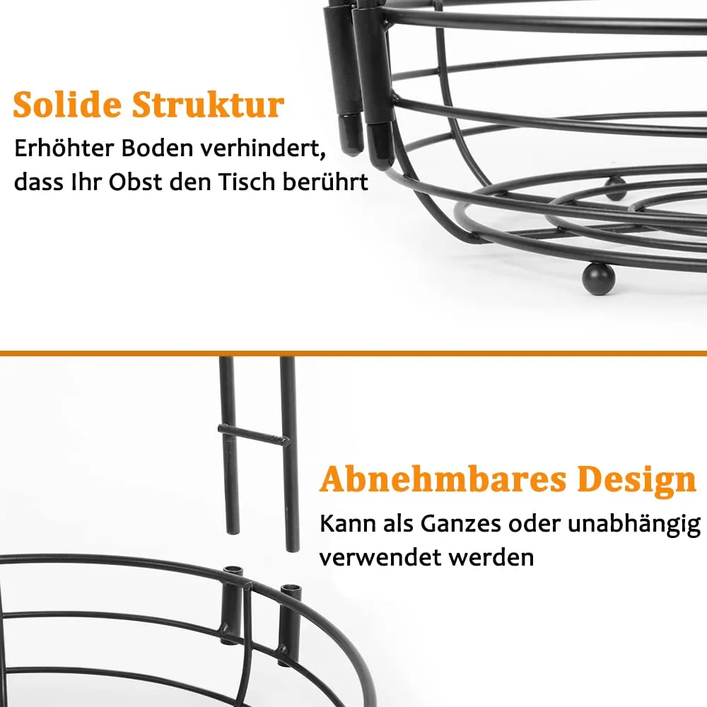BOMCLAP Obstkorb 2-stöckig Metall Obstschale schwarz Bananenhalter