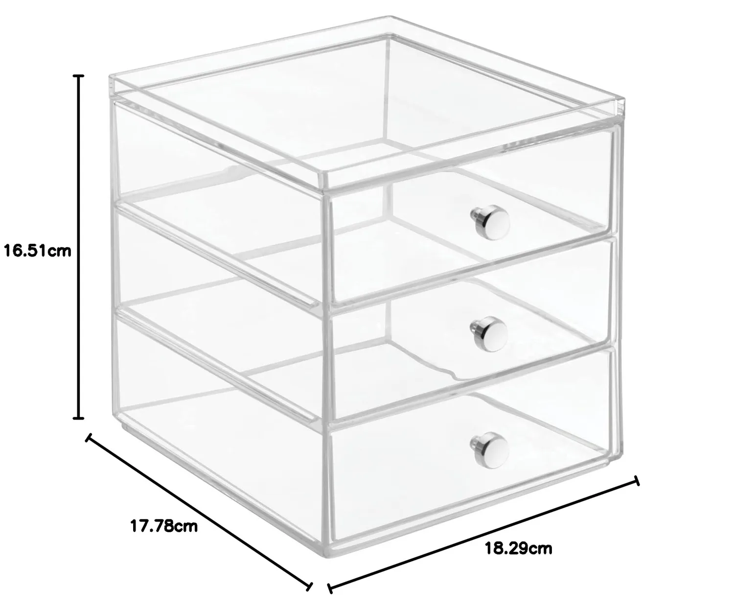 M Design Make-up Organizer Kosmetikbox 3 Schubladen transparent
