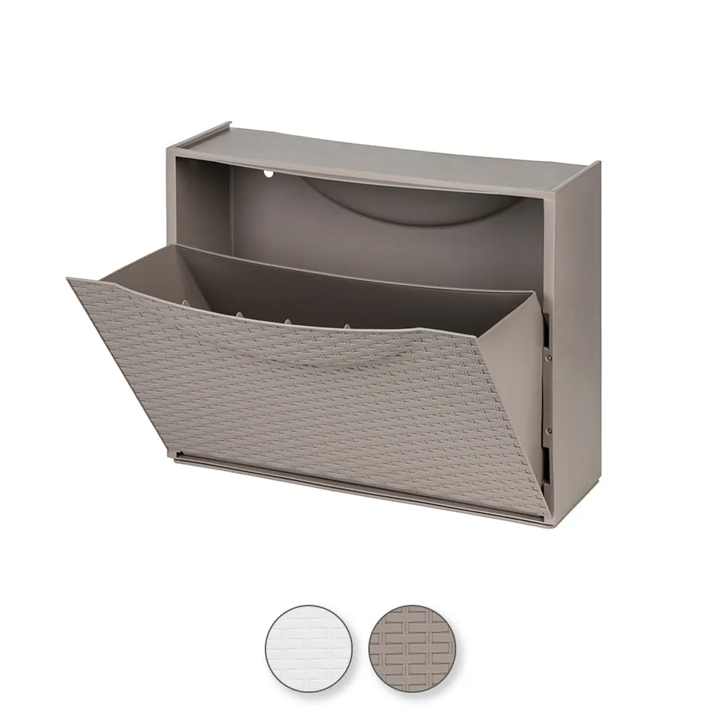 Kreher Schuhkipper Rattan-Optik Schuhschrank Weiß