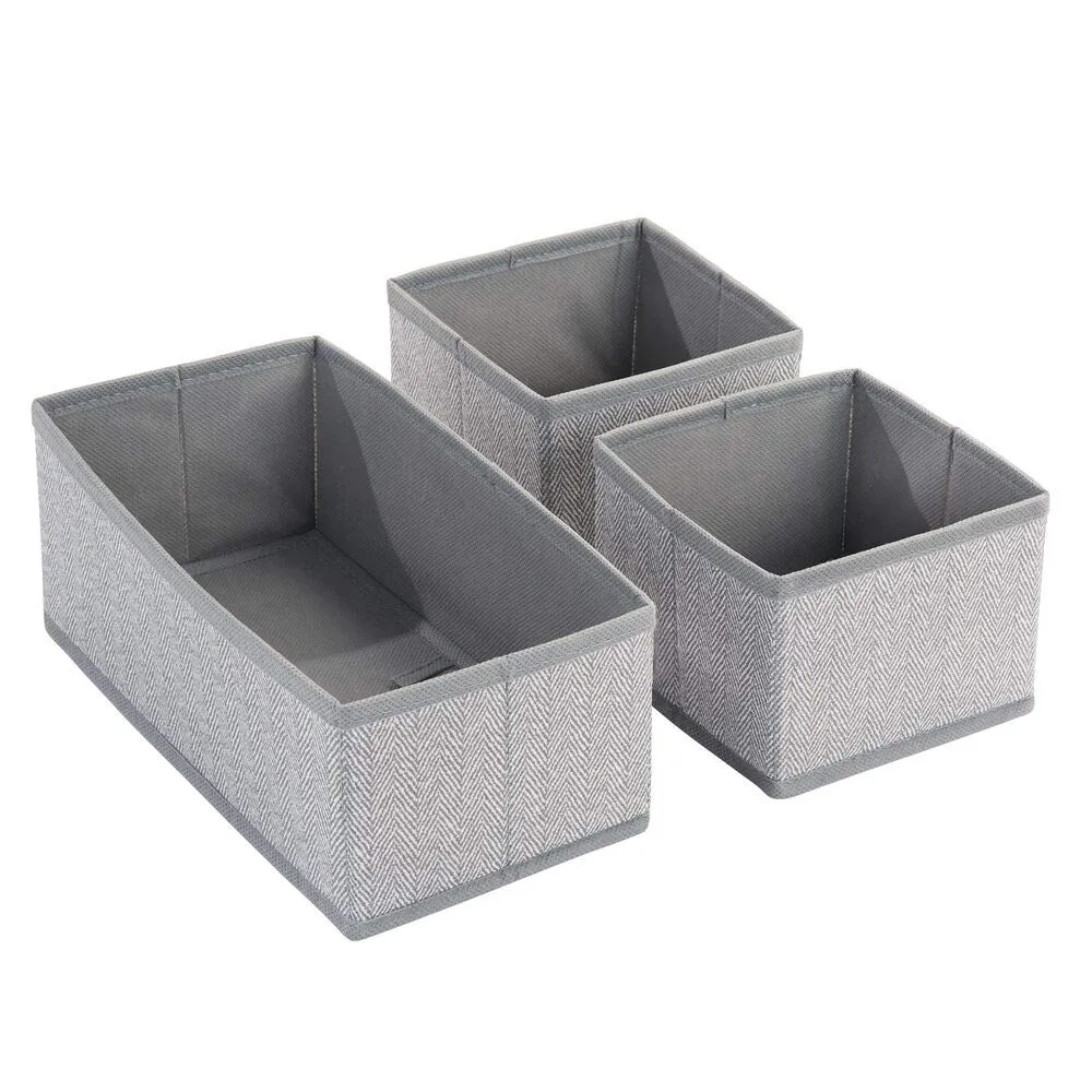 mDesign Stoffbox Kinderzimmer 3er grau Fischgrät Organizer
