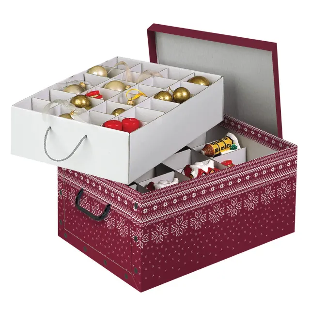 Kreher Red Snowflake Christbaumkugel-Karton 40 Fächer Pappe