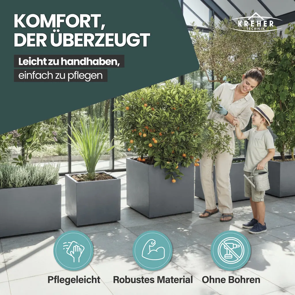 Kreher Millennium Pflanzkübel 40 L eckig grau Stein