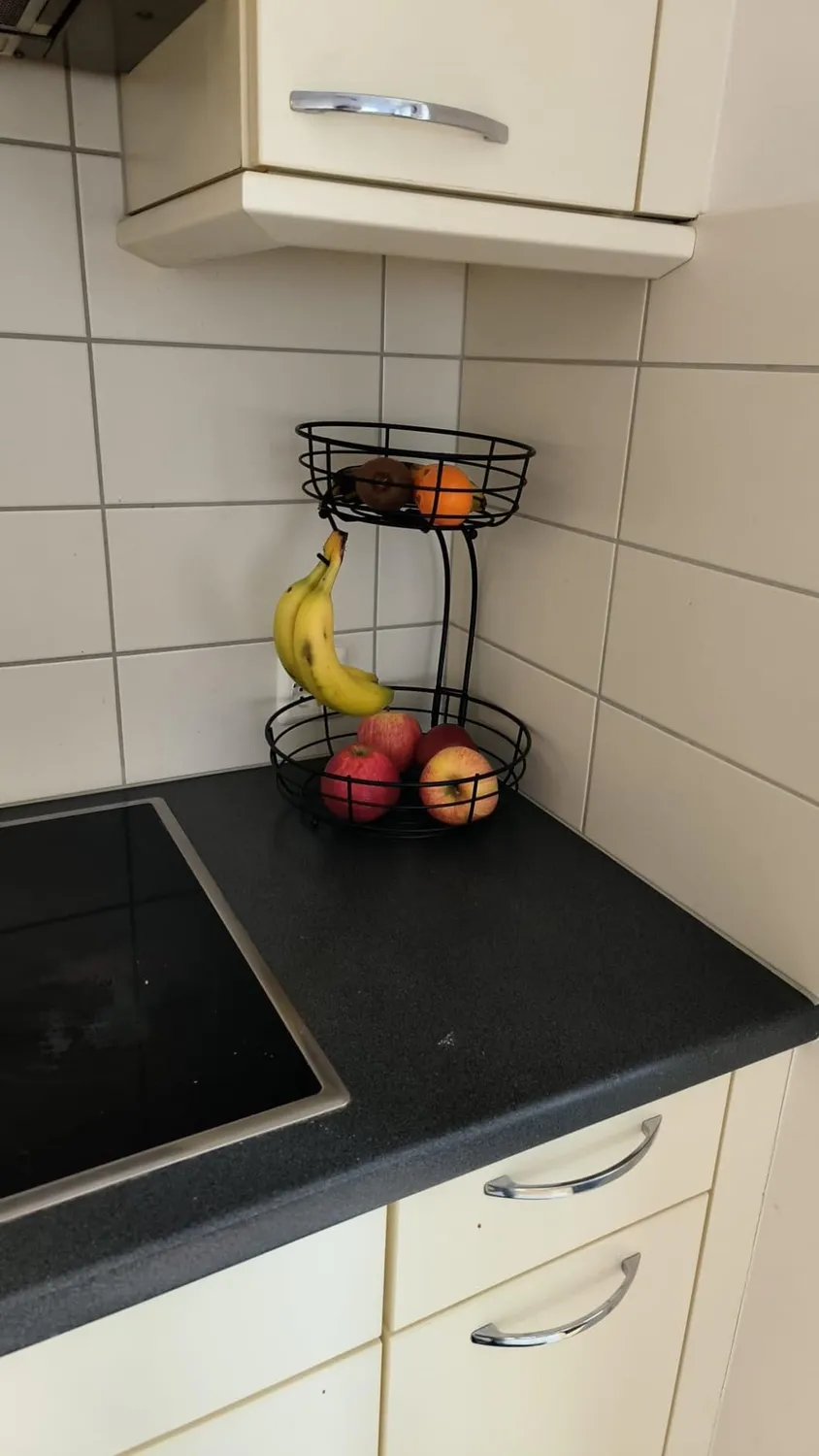 BOMCLAP Obstkorb 2-stöckig Metall Obstschale schwarz Bananenhalter