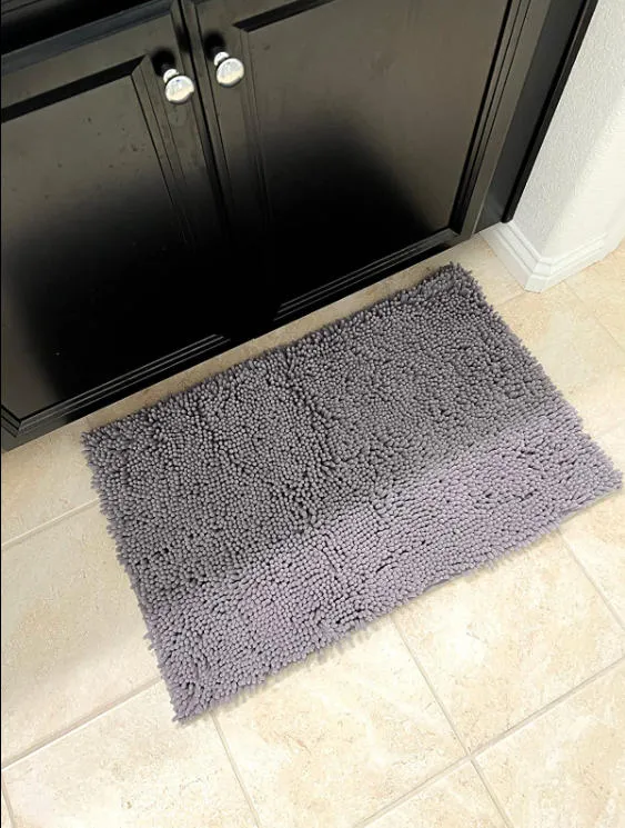 Lifewit Badematte Chenille grau 43x61 cm rutschfest