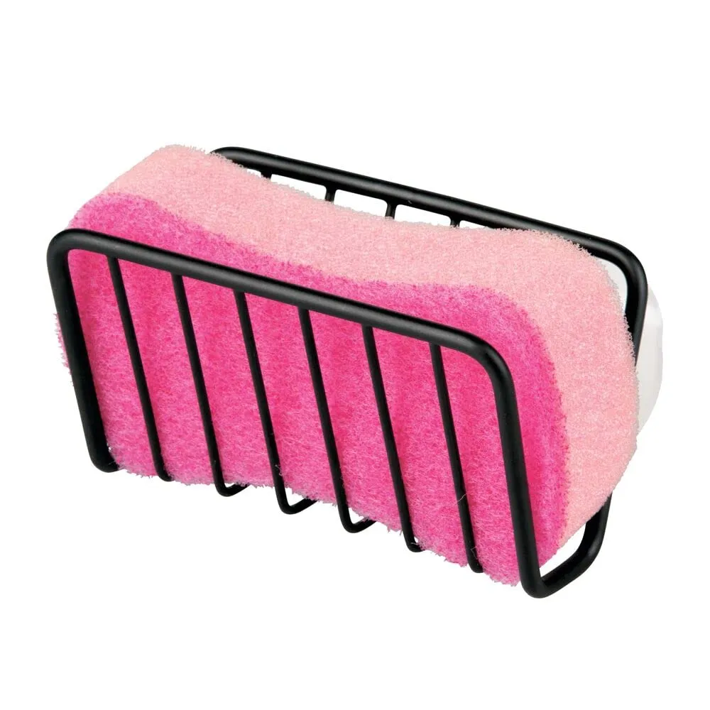 mDesign Schwammhalter Spüle 2er-Set mattschwarz mit Saugnapf