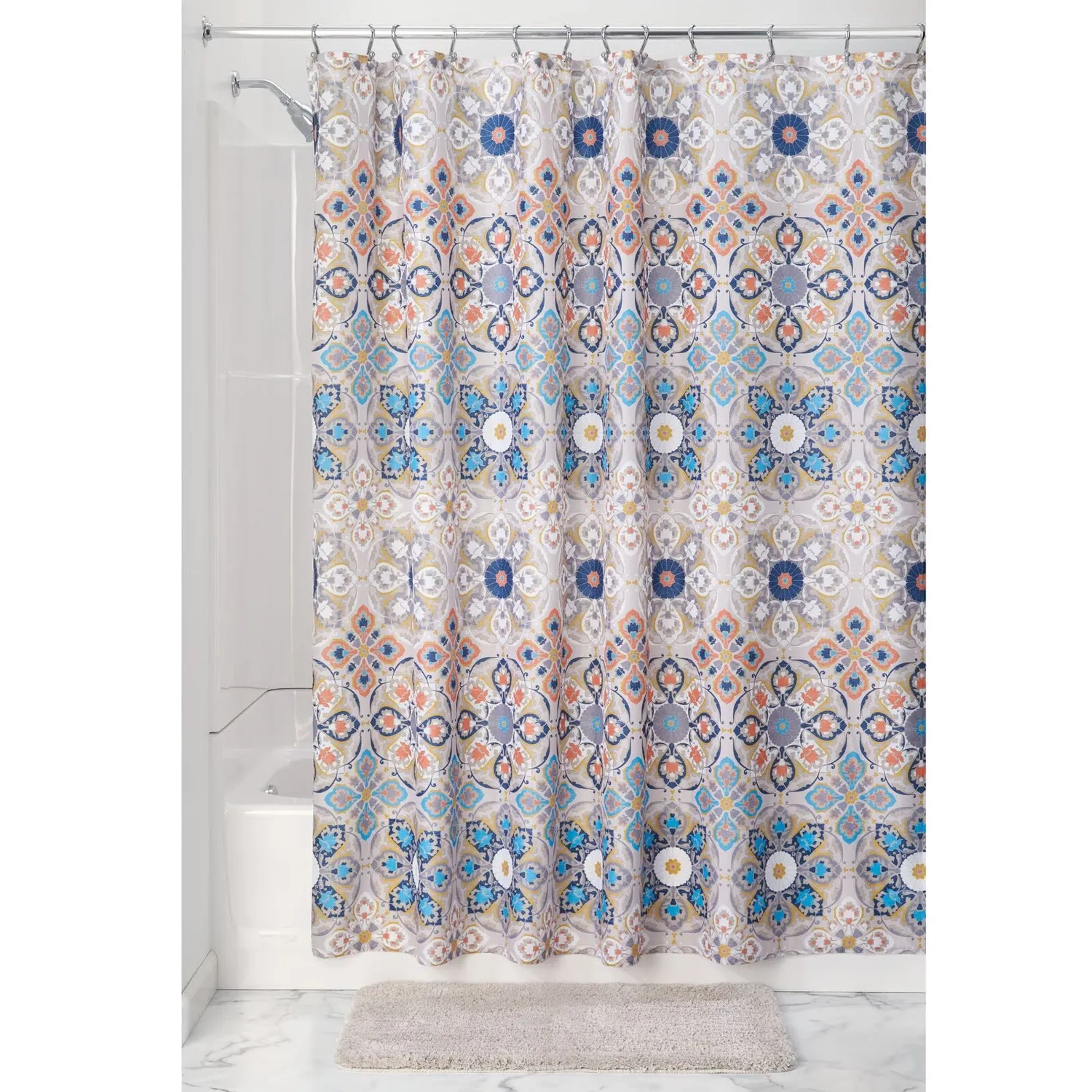 mDesign Duschvorhang Medaillon 183x183 cm braun