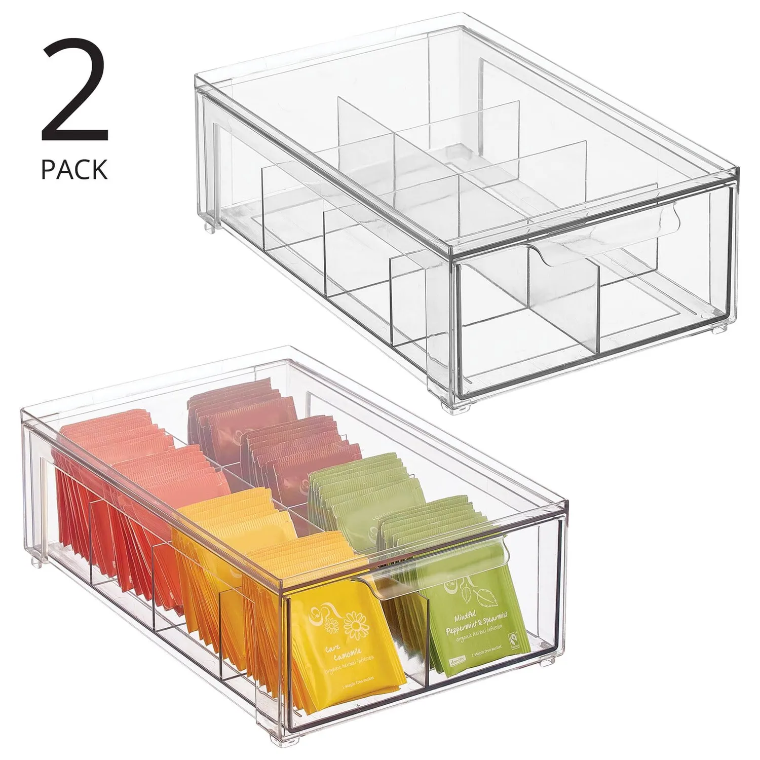 mDesign Schubladenbox Kunststoff Küchenbox 2er-Set transparent